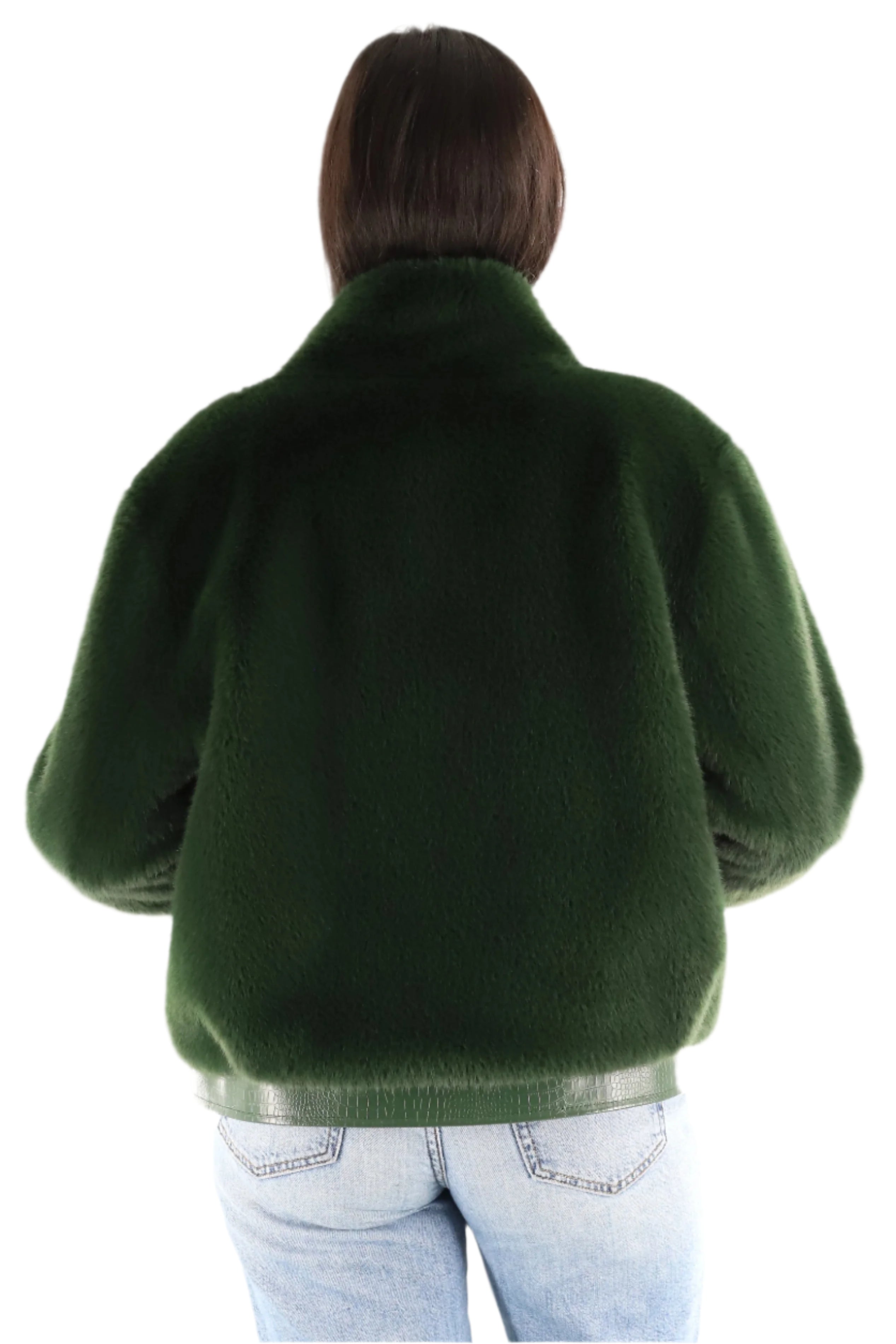 Faux Fur Jacket with PU Leather Details- FAIT-C2501 - Jacket - La Fiorentina
