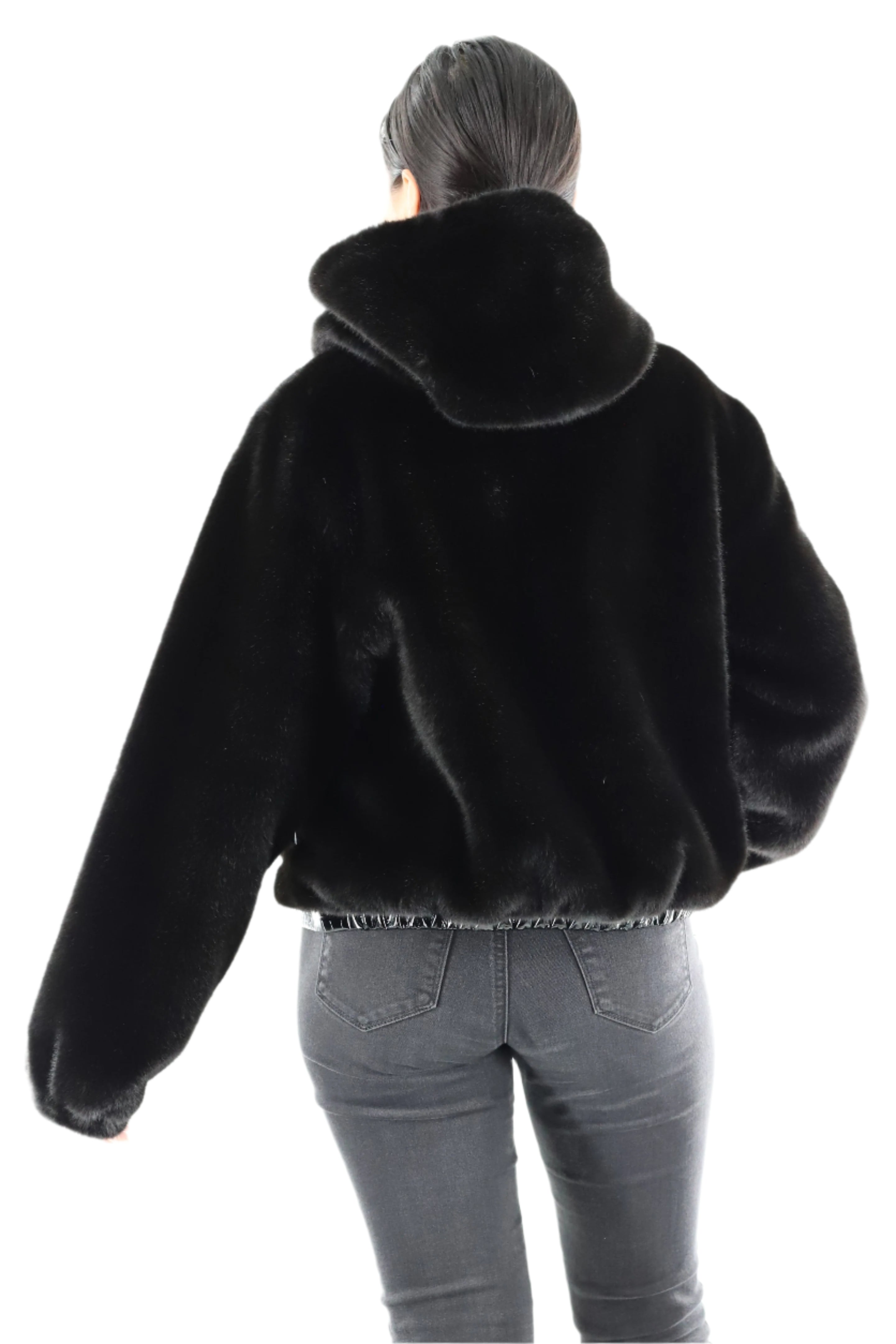 Faux fur jacket with hood
