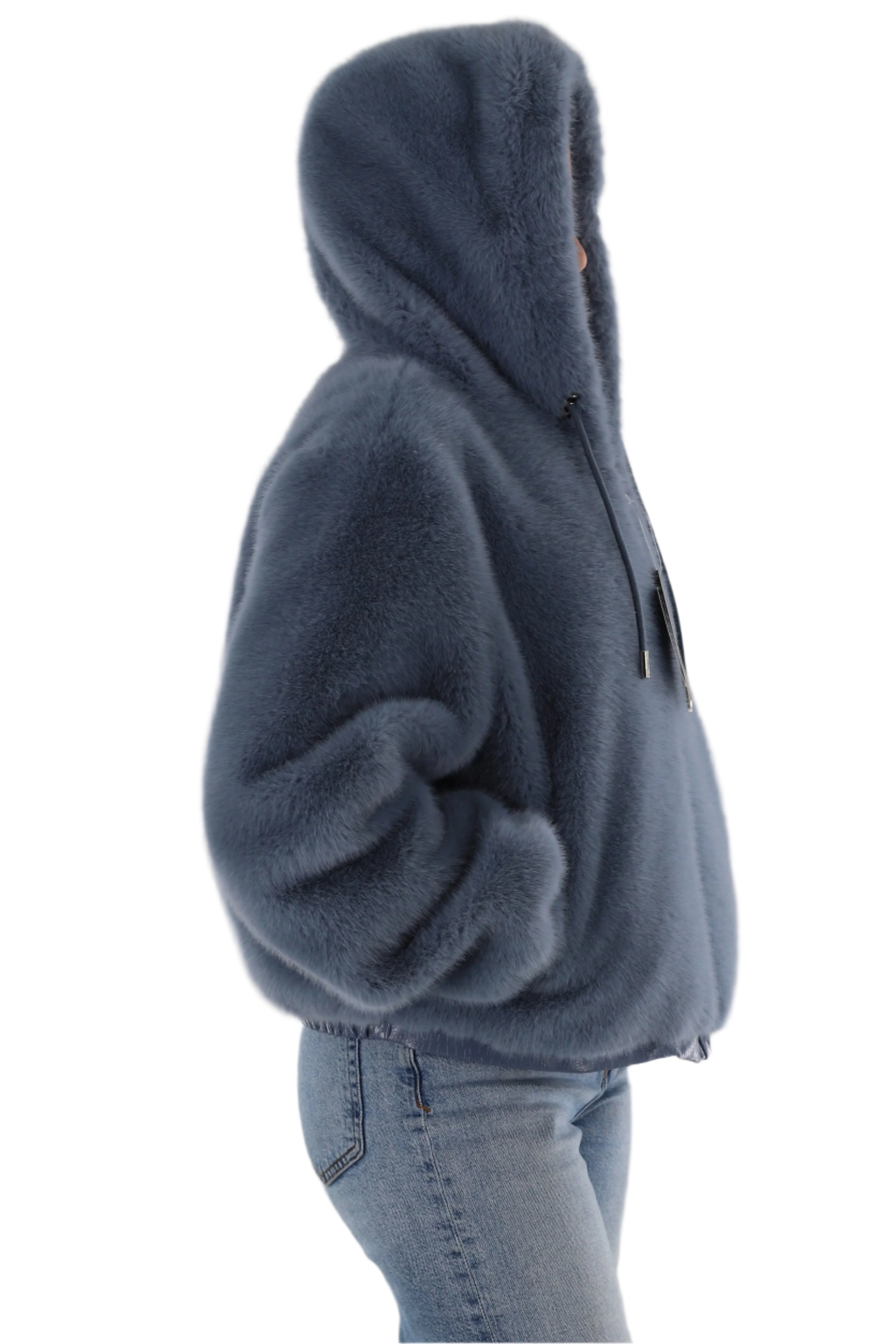 Faux fur jacket with hood