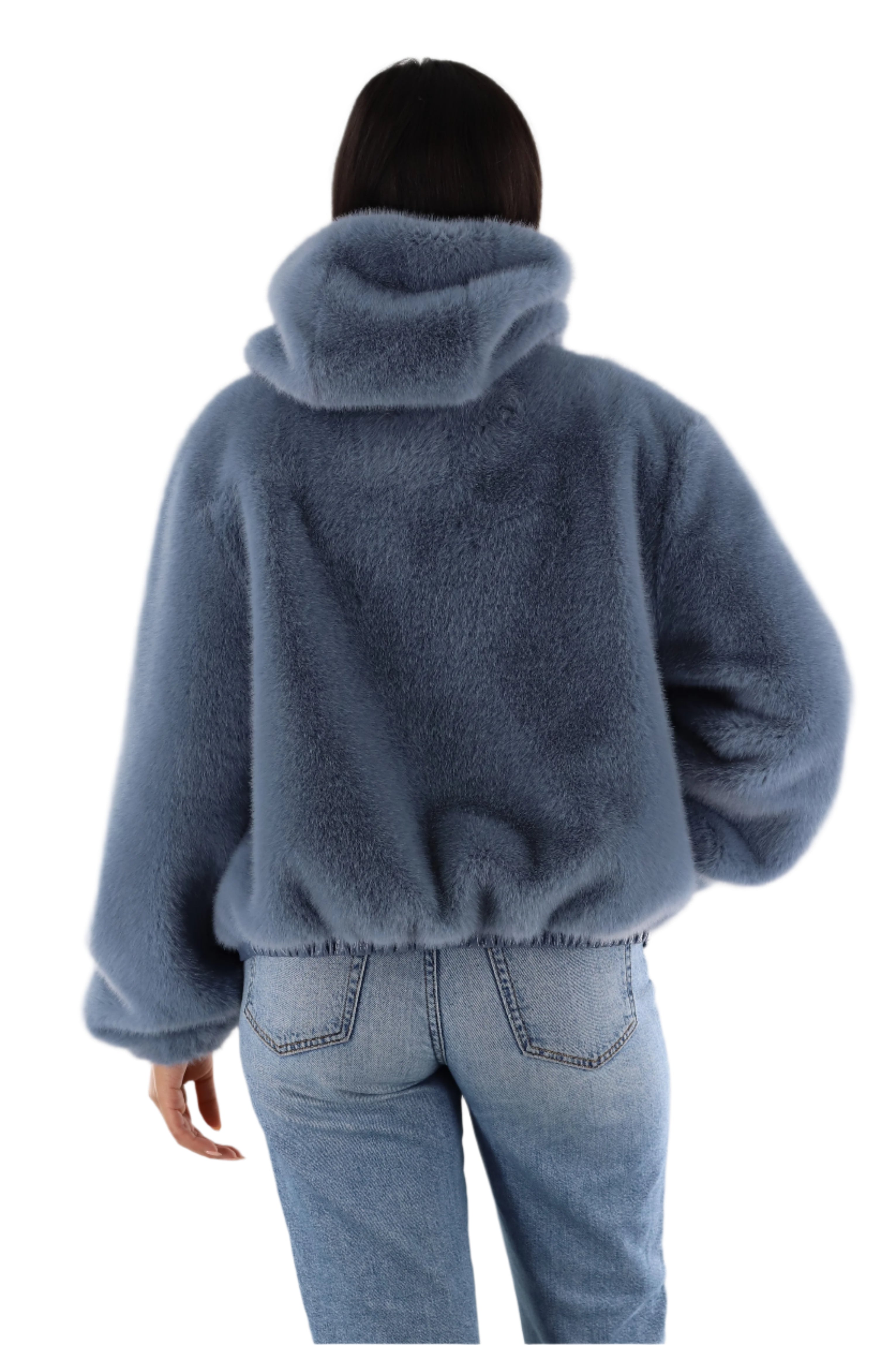 Faux fur jacket with hood