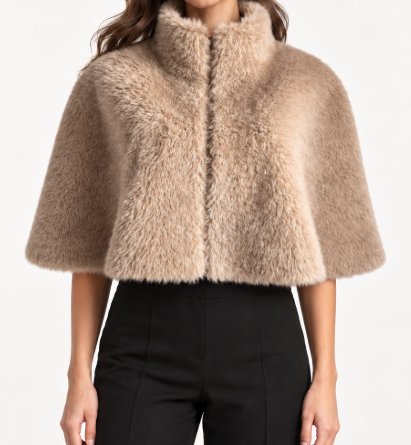 Faux Fur Trim Reversible Capelet  - FC2630