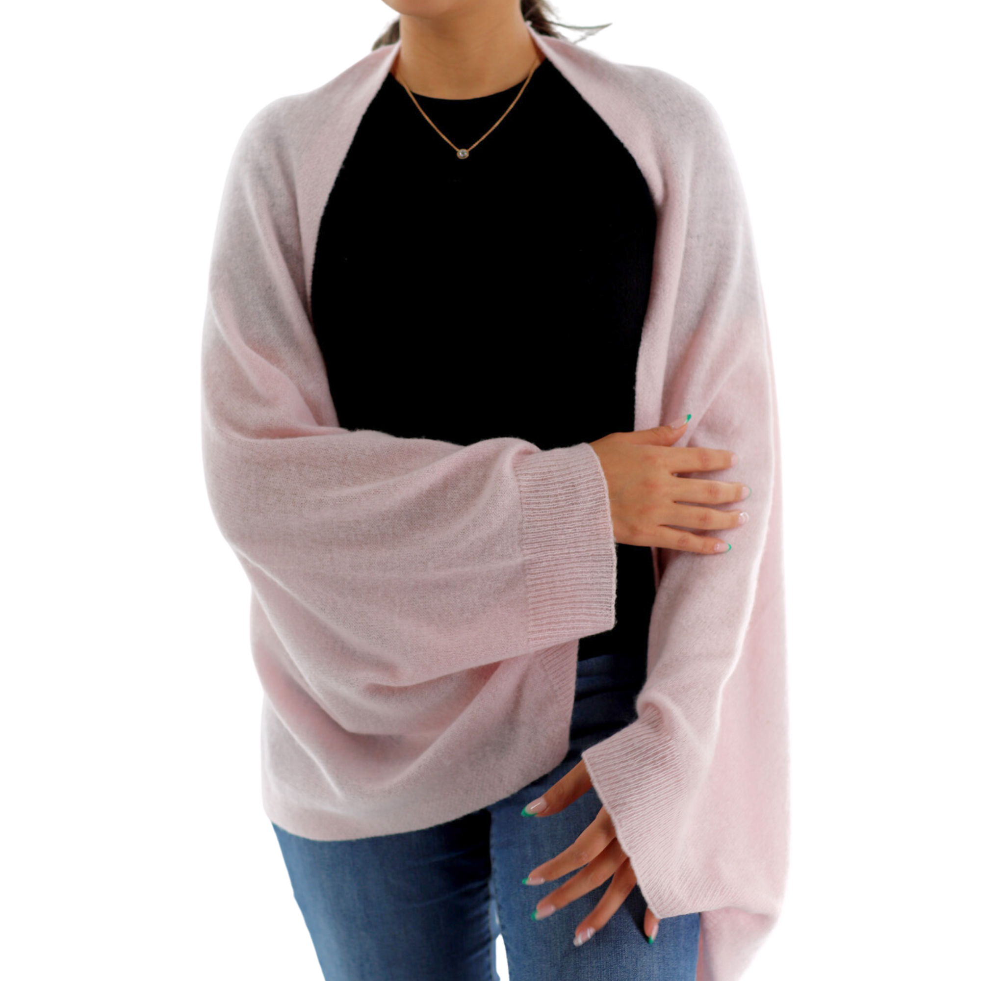 Luxe Soft Cashmere/Wool Blend Cocoon Shawl - Pink - One Size - Cocoon - La Fiorentina GC2113-135-PINK