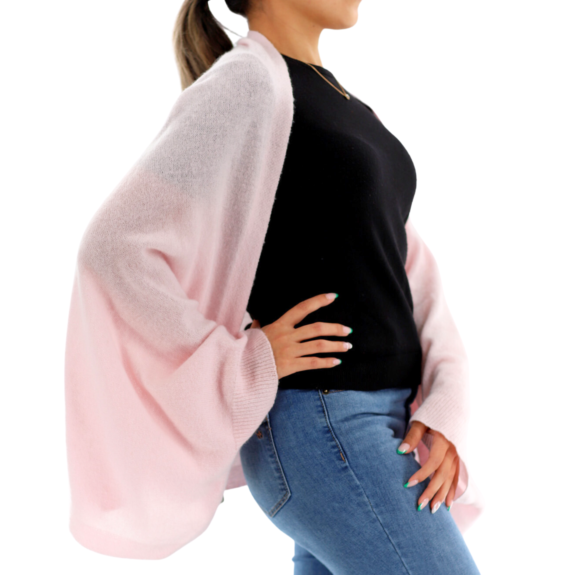 Luxe Soft Cashmere/Wool Blend Cocoon Shawl - Pink - One Size - Cocoon - La Fiorentina GC2113-135-PINK