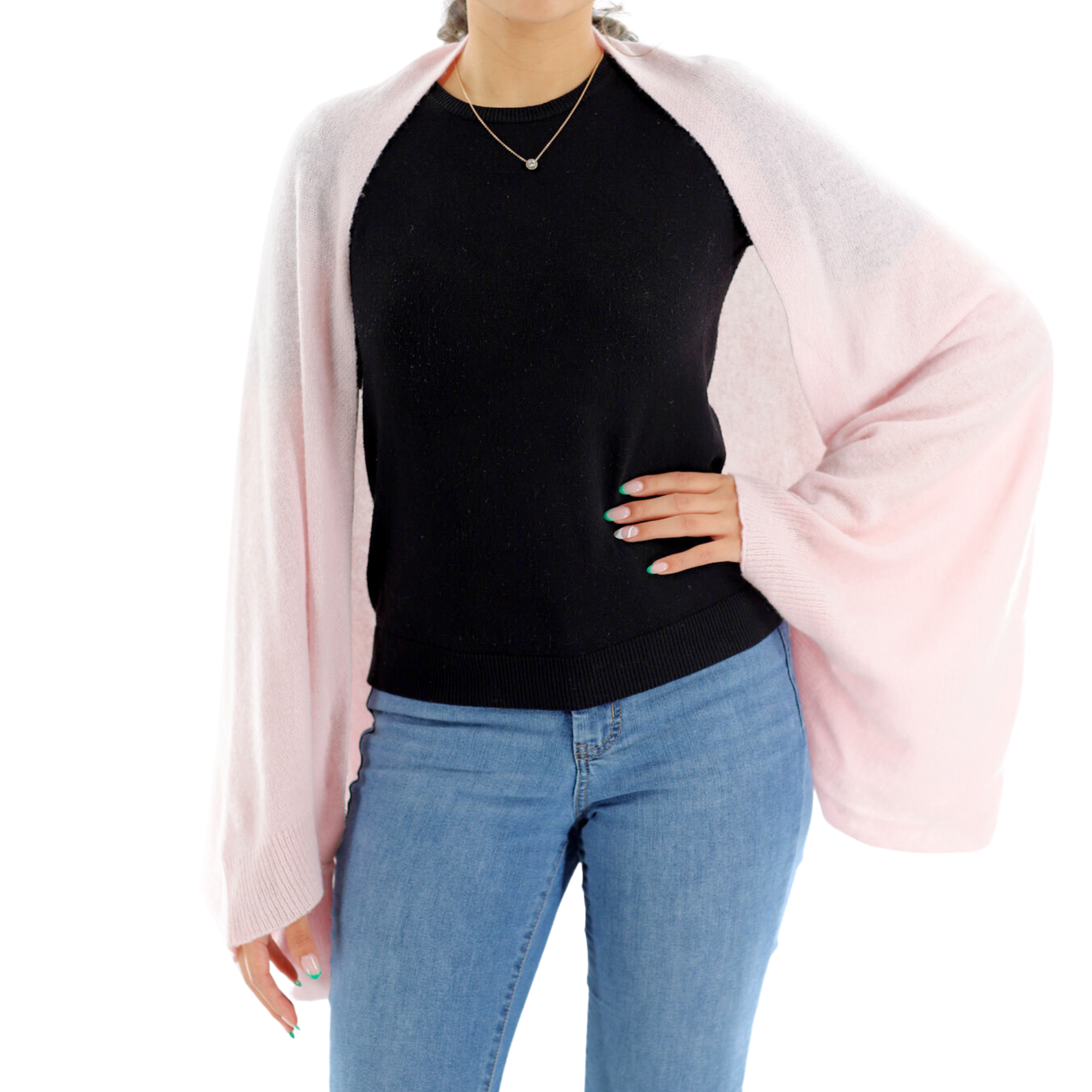 Luxe Soft Cashmere/Wool Blend Cocoon Shawl - Pink - One Size - Cocoon - La Fiorentina GC2113-135-PINK