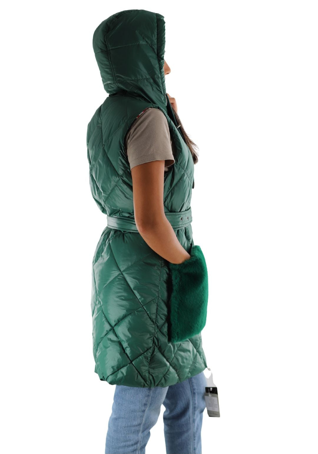 Puffer Vest with Faux Fur Pockets