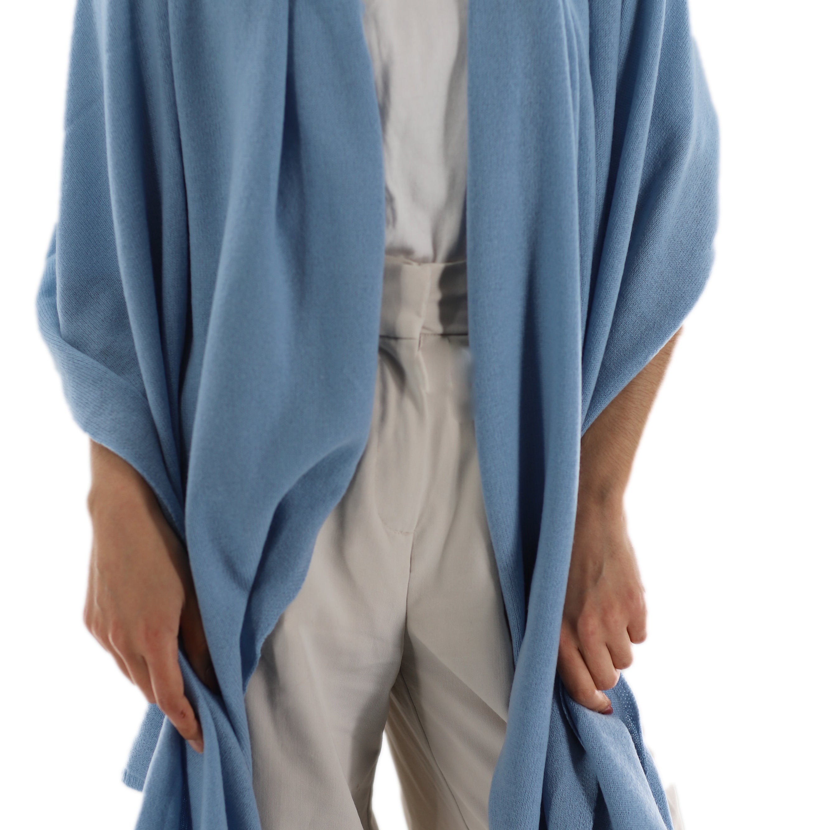 La Fiorentina SUPER SOFT Cashmere Blend Knit Shawl - Light Blue - Cashmere Wrap - La Fiorentina GC57203T-LIGHTBLUE