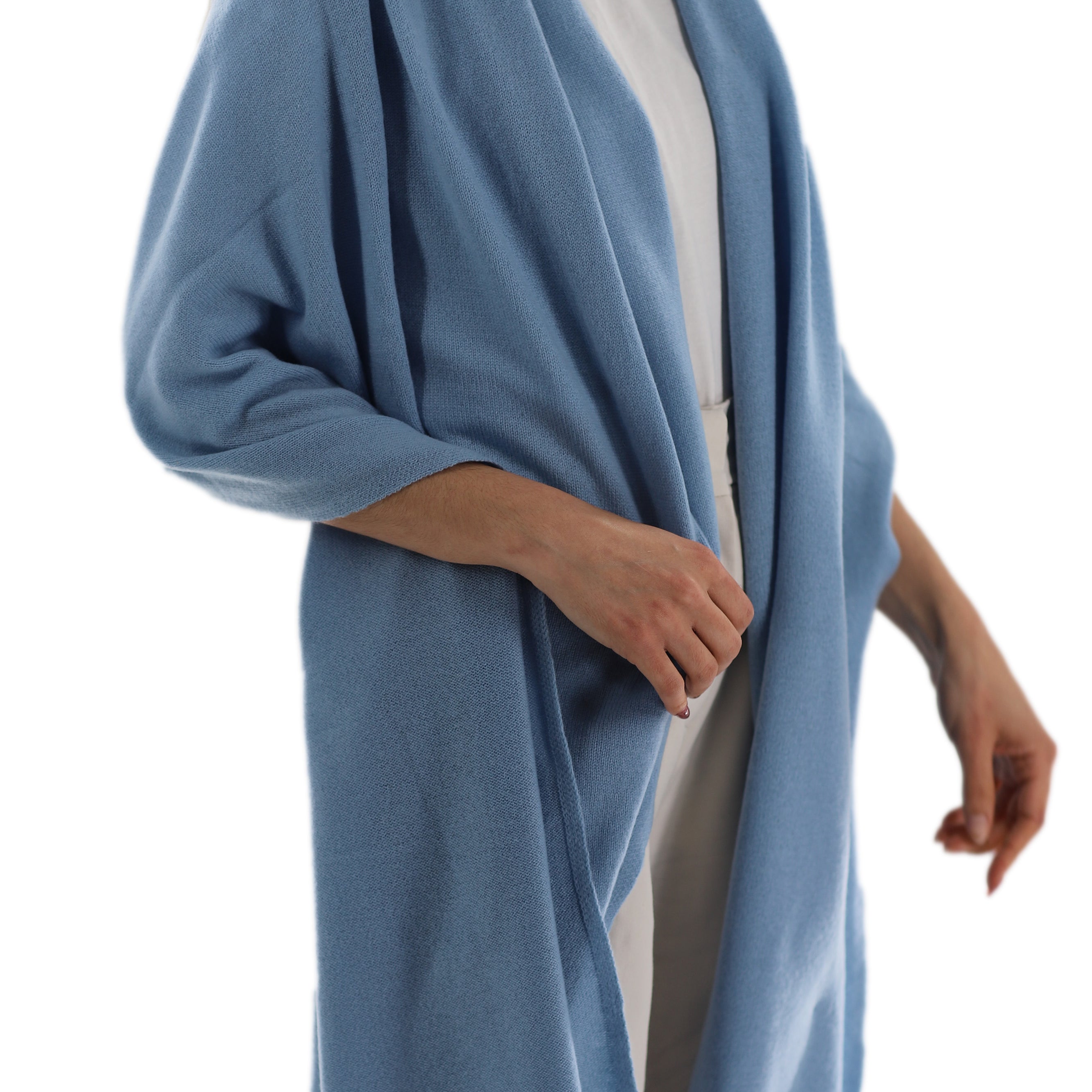 La Fiorentina SUPER SOFT Cashmere Blend Knit Shawl - Light Blue - Cashmere Wrap - La Fiorentina GC57203T-LIGHTBLUE