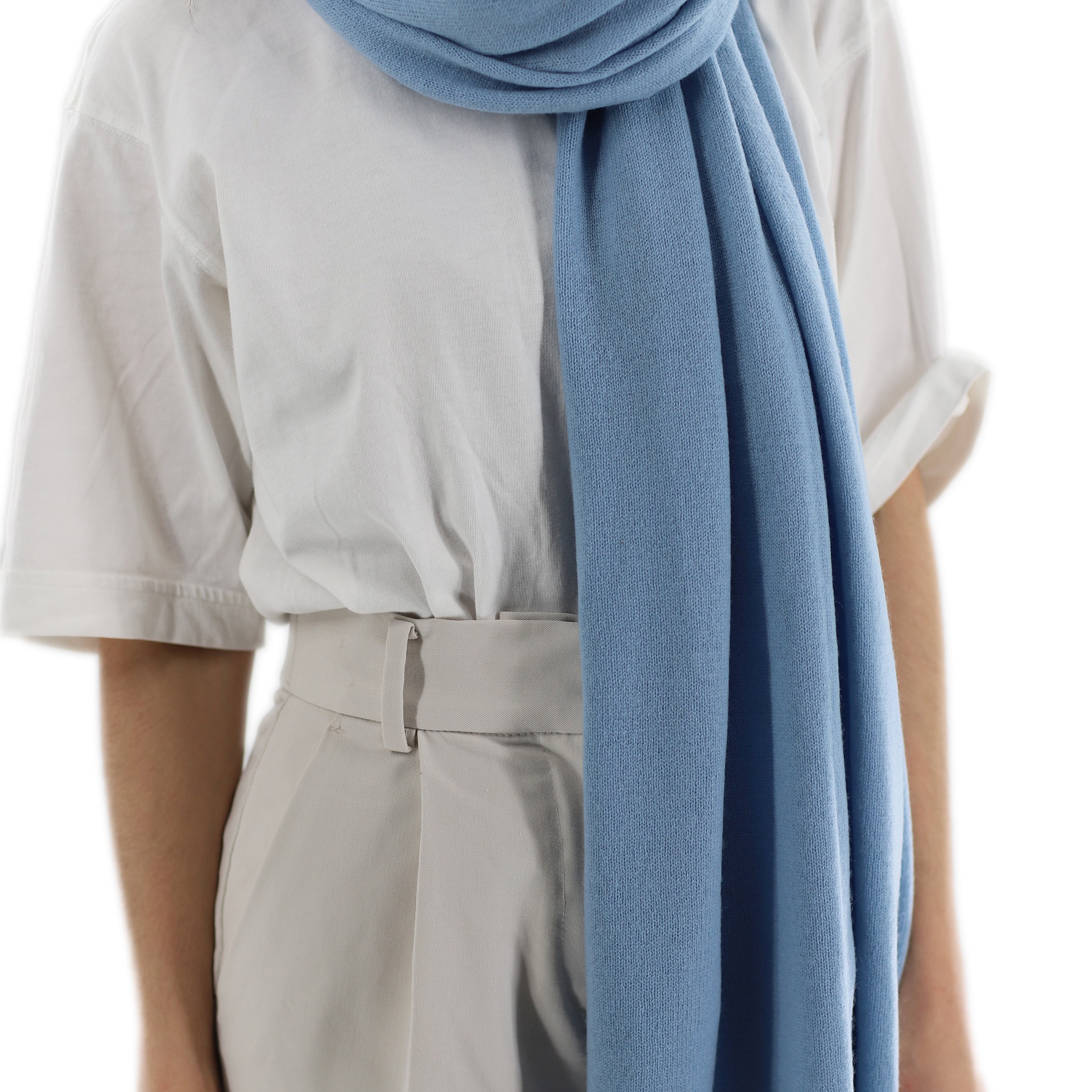 La Fiorentina SUPER SOFT Cashmere Blend Knit Shawl - Light Blue - Cashmere Wrap - La Fiorentina GC57203T-LIGHTBLUE