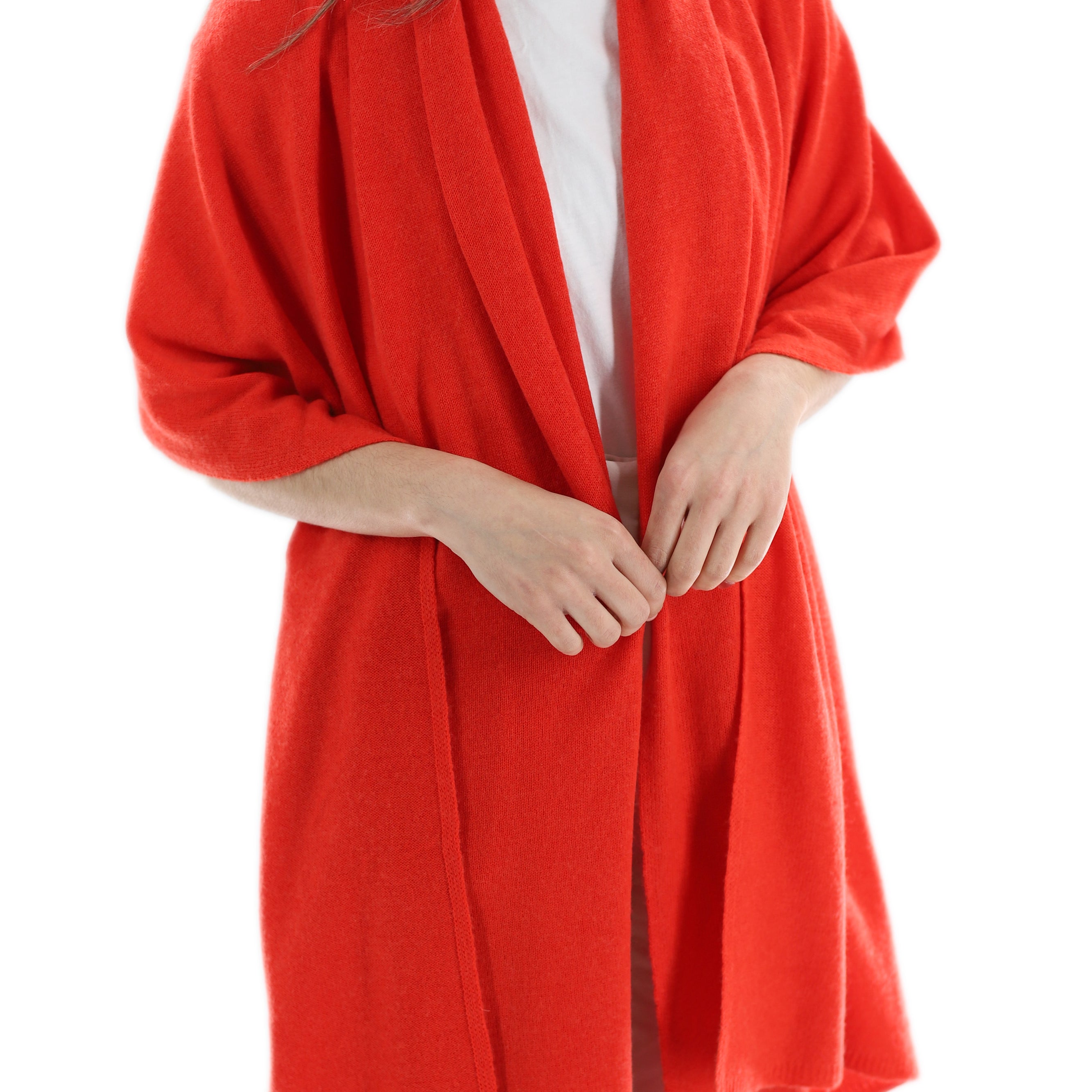 La Fiorentina SUPER SOFT Cashmere Blend Knit Shawl - Orange - Cashmere Wrap - La Fiorentina GC57203T-ORANGE