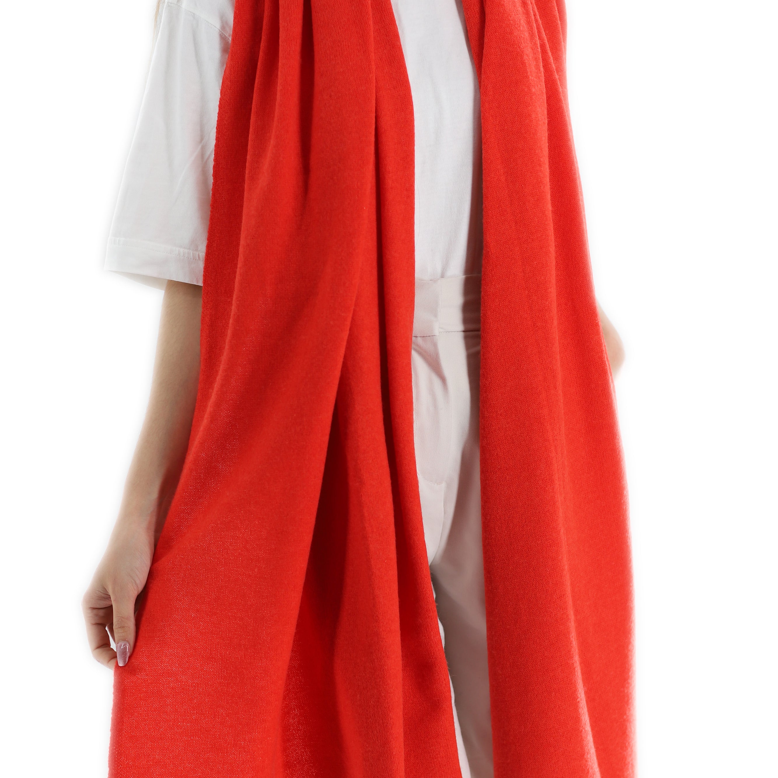 La Fiorentina SUPER SOFT Cashmere Blend Knit Shawl - Orange - Cashmere Wrap - La Fiorentina GC57203T-ORANGE