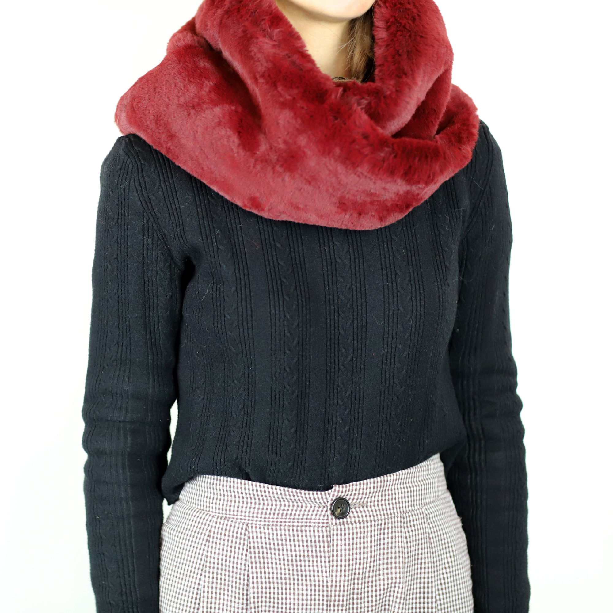 Faux Fur Infinity Scarf - Burgundy - Infinity Scarf - La Fiorentina NF16ST65-BURGUNDY