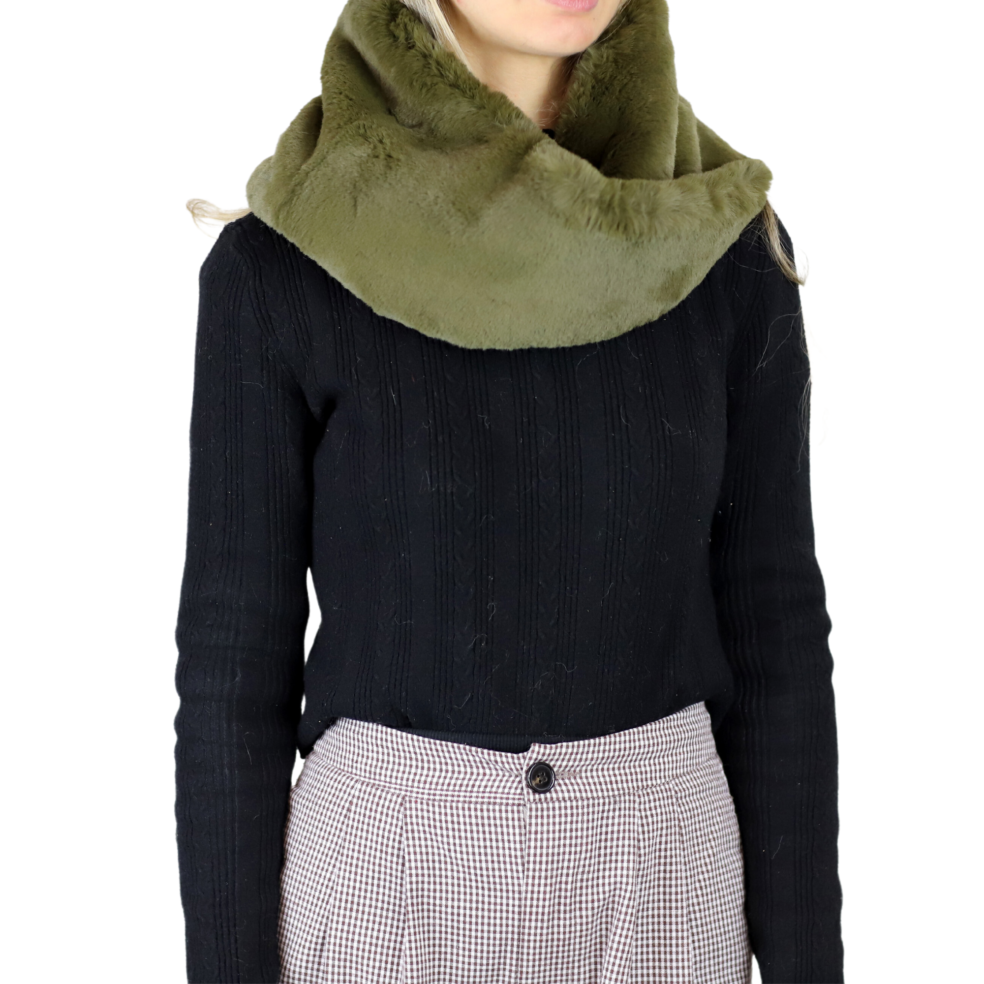 Faux Fur Infinity Scarf - Olive - Infinity Scarf - La Fiorentina NF16ST65-OLIVE