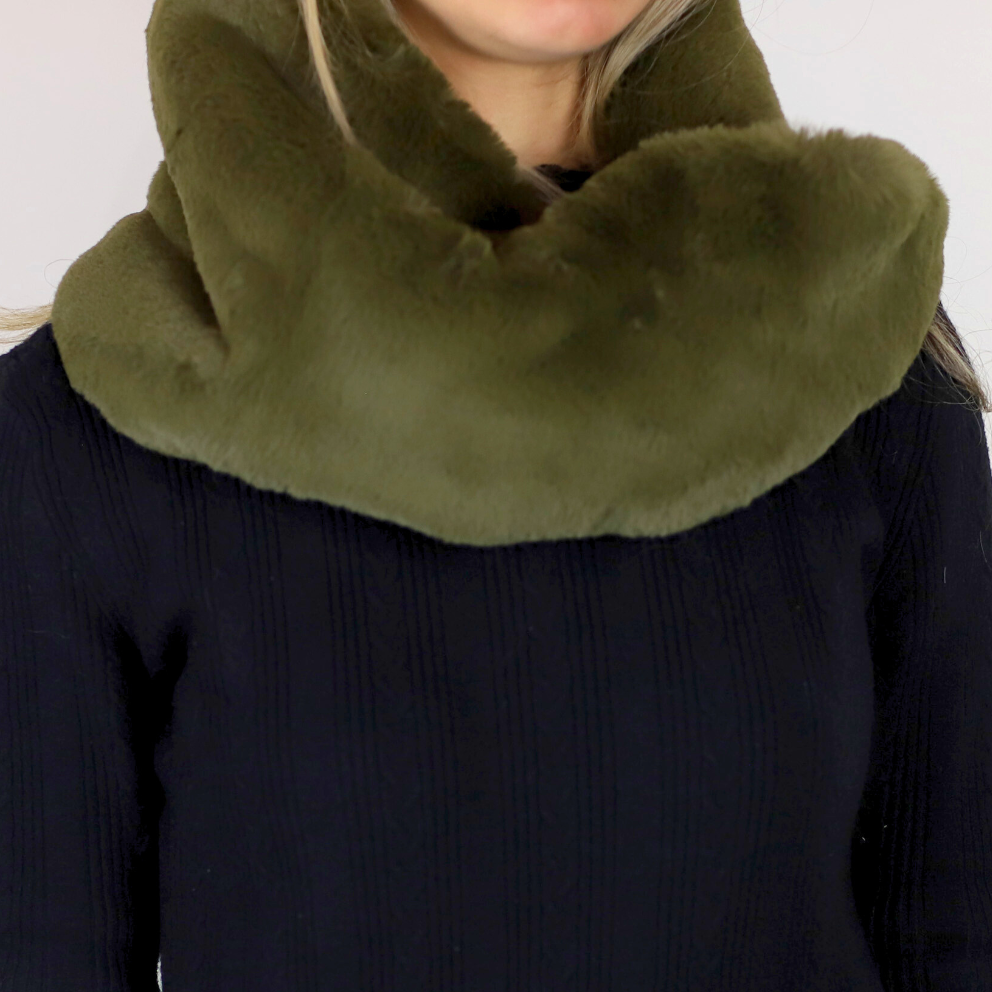 Faux Fur Infinity Scarf - Olive - Infinity Scarf - La Fiorentina NF16ST65-OLIVE
