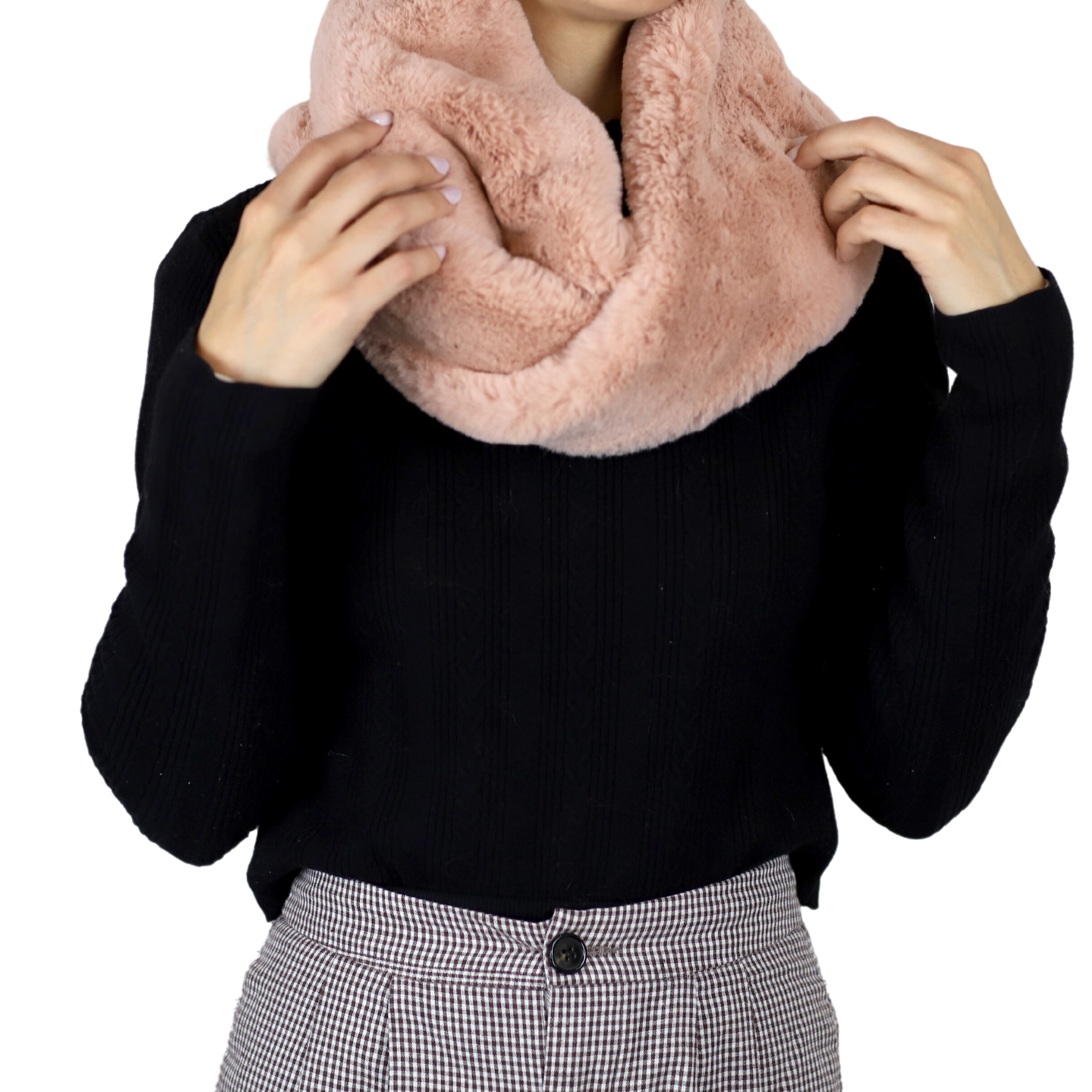 Faux Fur Infinity Scarf - Pink - Infinity Scarf - La Fiorentina NF16ST65-PINK