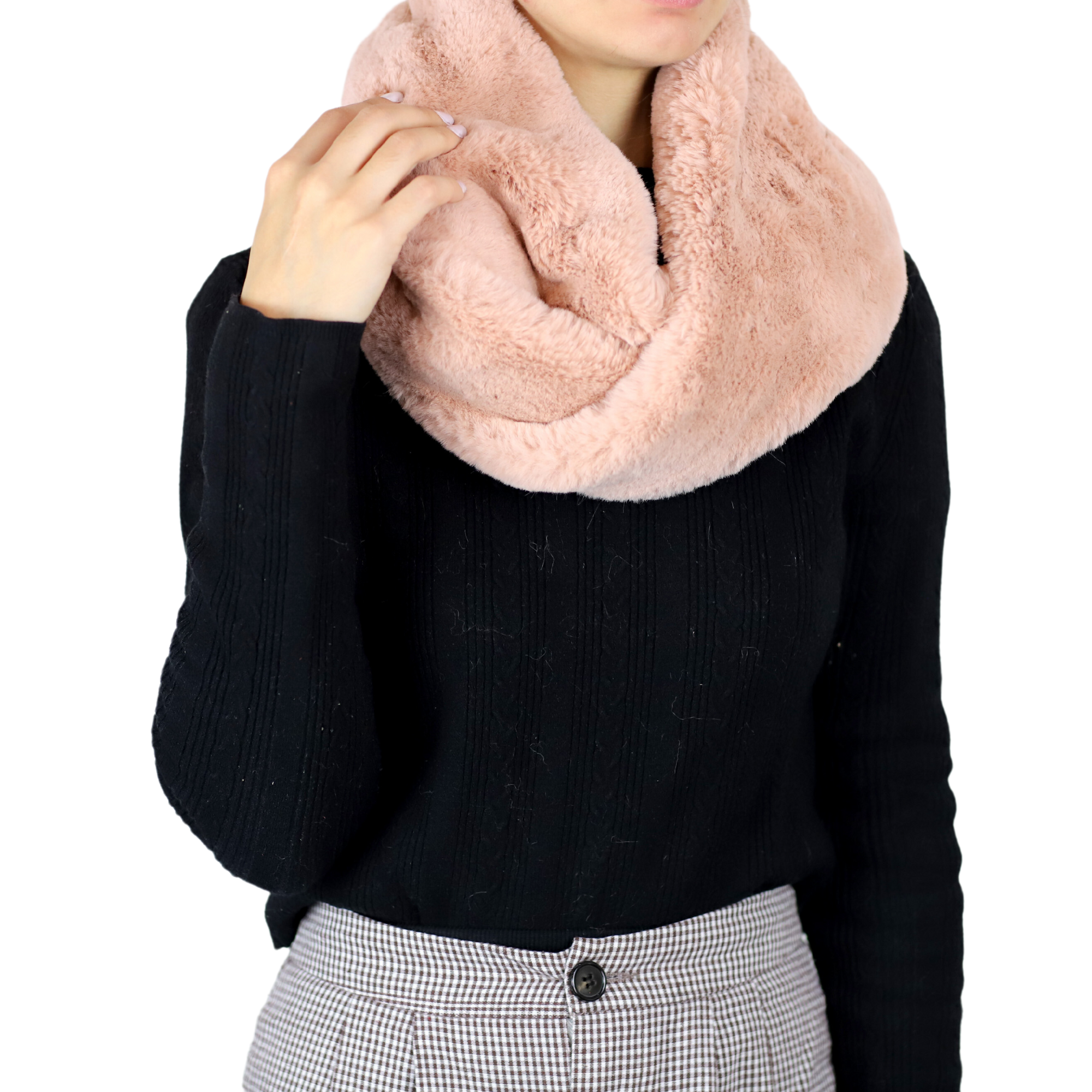 Faux Fur Infinity Scarf - Pink - Infinity Scarf - La Fiorentina NF16ST65-PINK