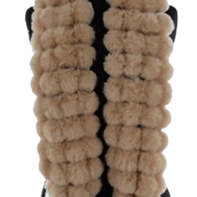 Faux Fur Poms Muffler - Camel -  - La Fiorentina R200-F14-FAUX