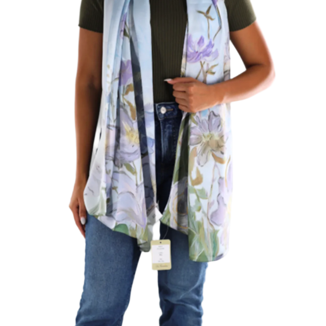 Floral Print Silk Scarf