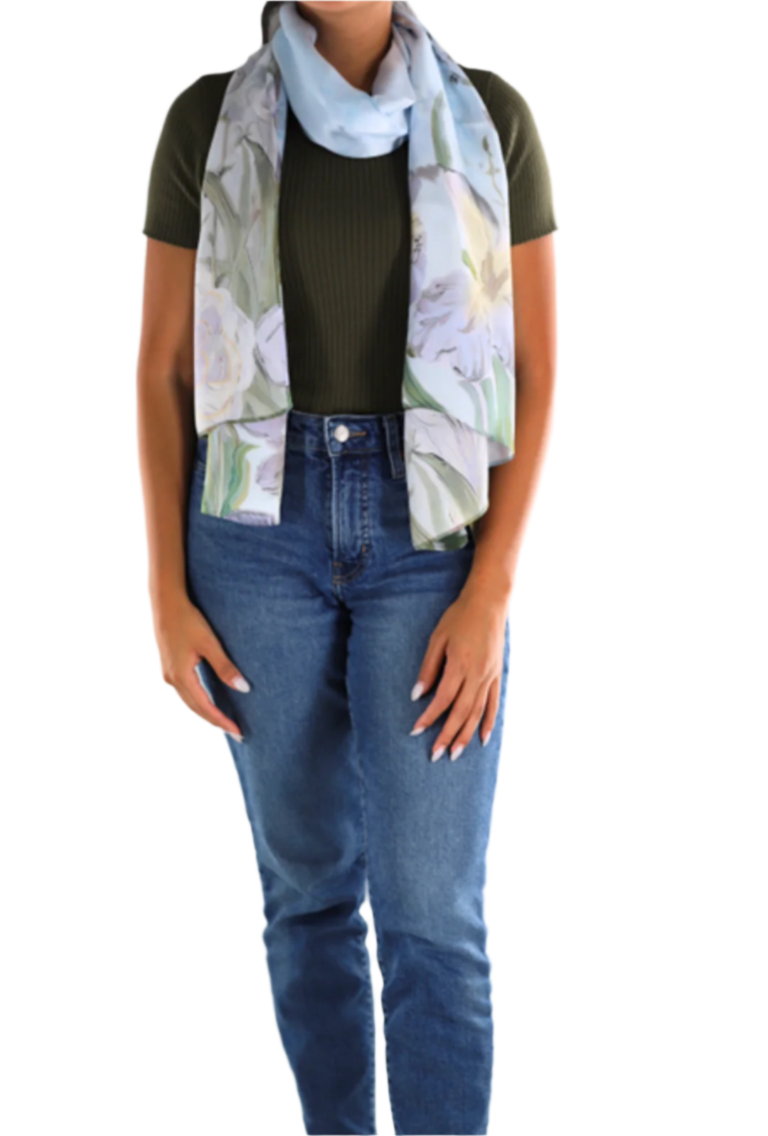 Floral Print Silk Scarf