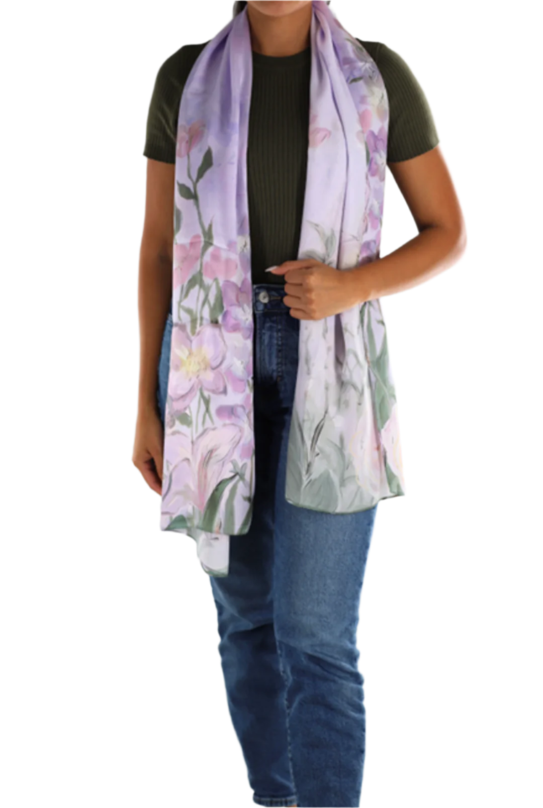 Floral Print Silk Scarf
