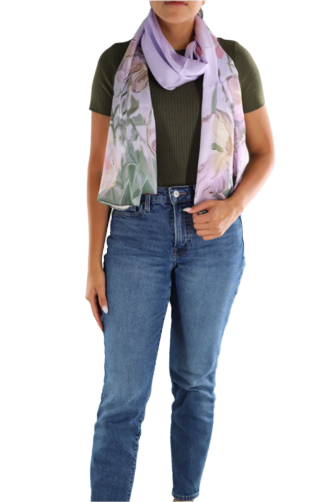Floral Print Silk Scarf