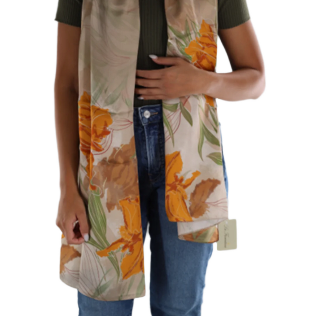 Floral Print Silk Scarf