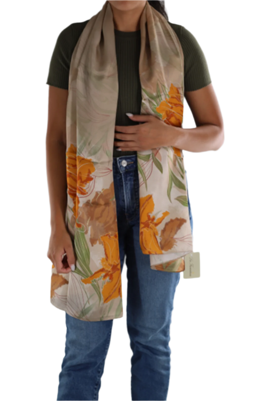 Floral Print Silk Scarf