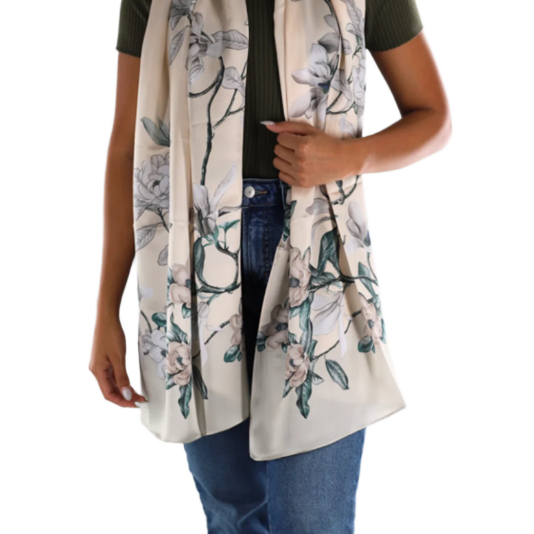 Floral Print Silk Scarf