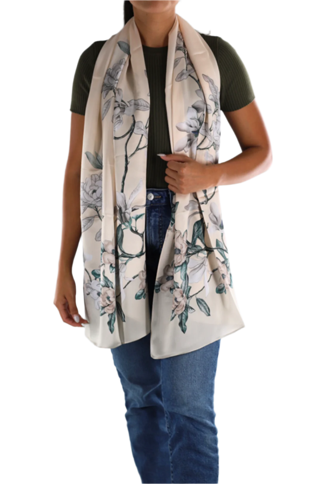 Floral Print Silk Scarf