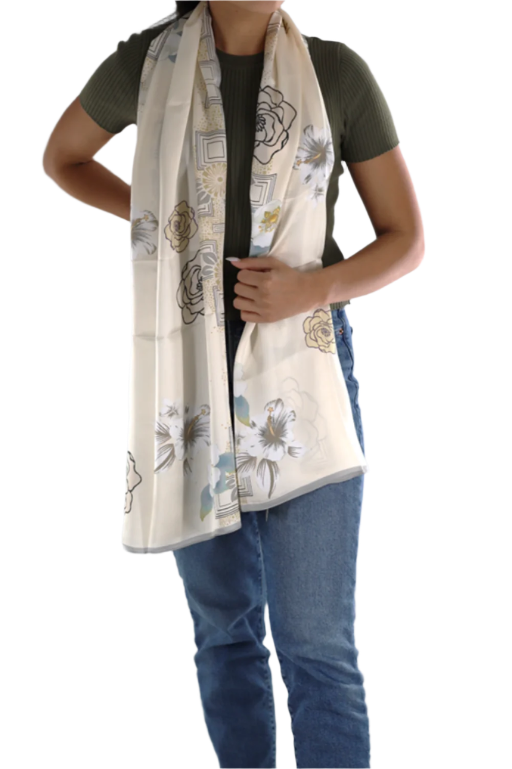 Floral Print Silk Scarf