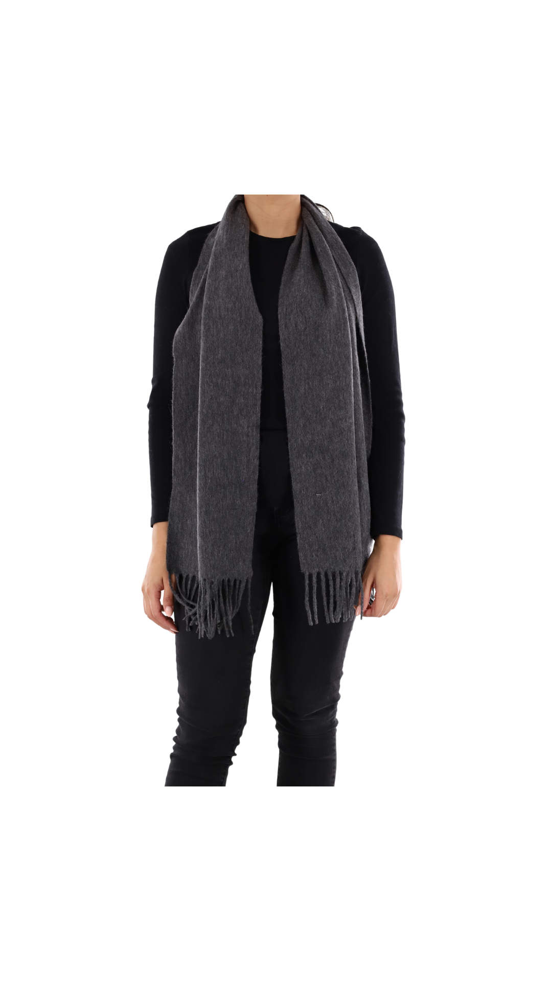 Solid scarf with fringe