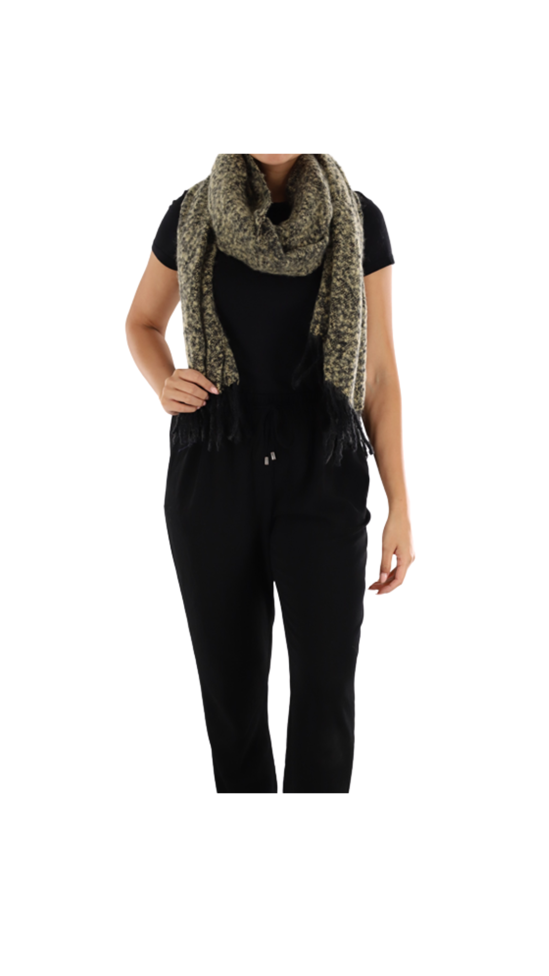 Oversized scarf with fringe