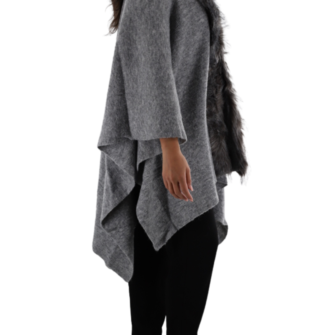 Wrap with faux fur trim