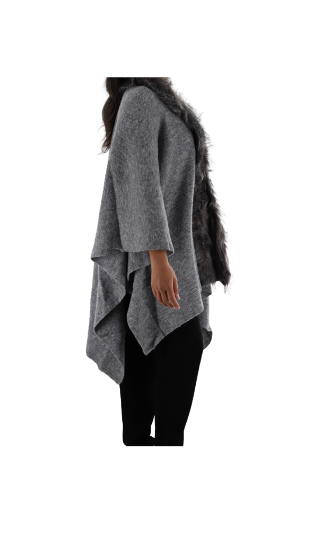 Wrap with faux fur trim