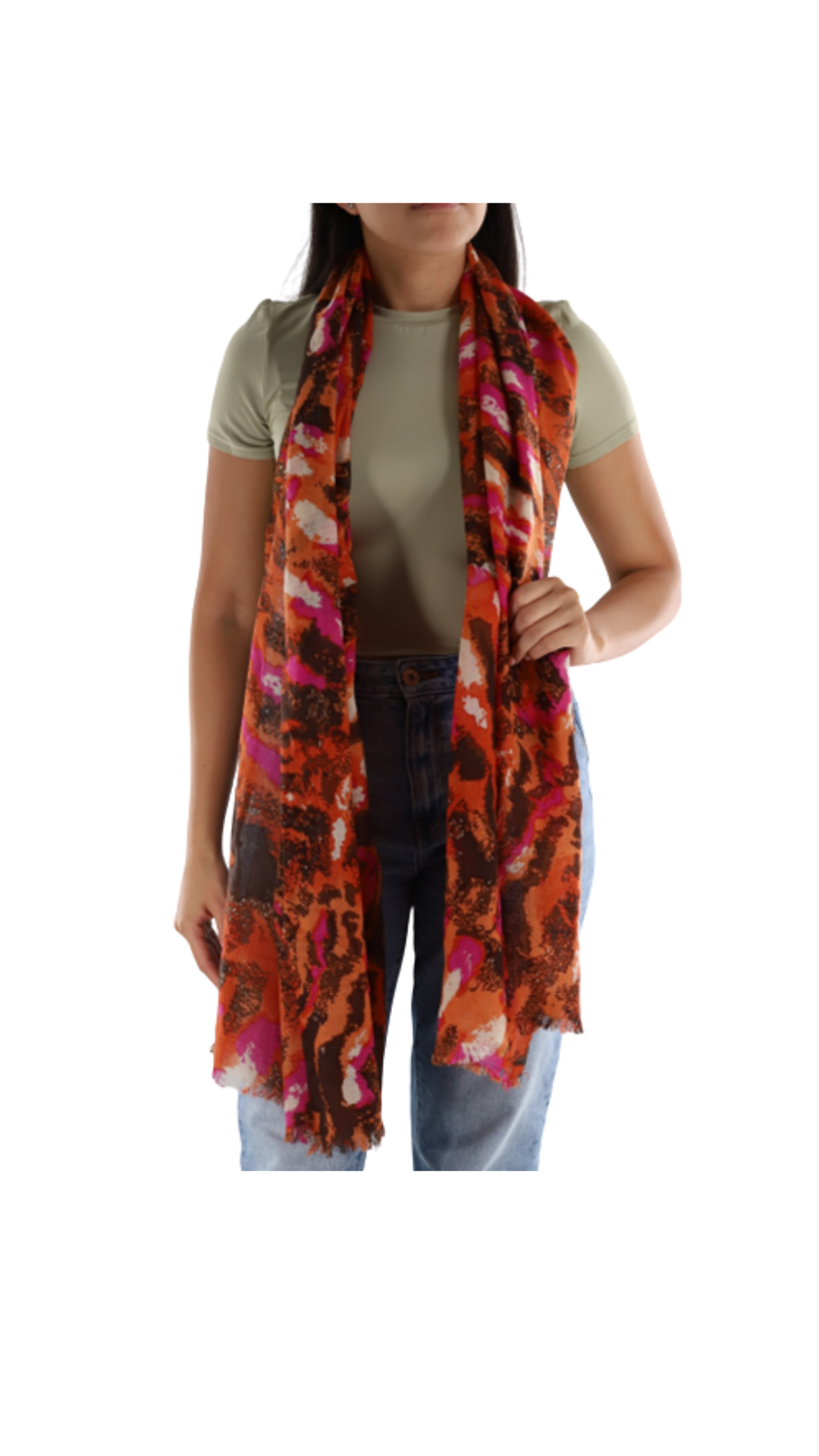 Deer Print Scarf - Orange Combo