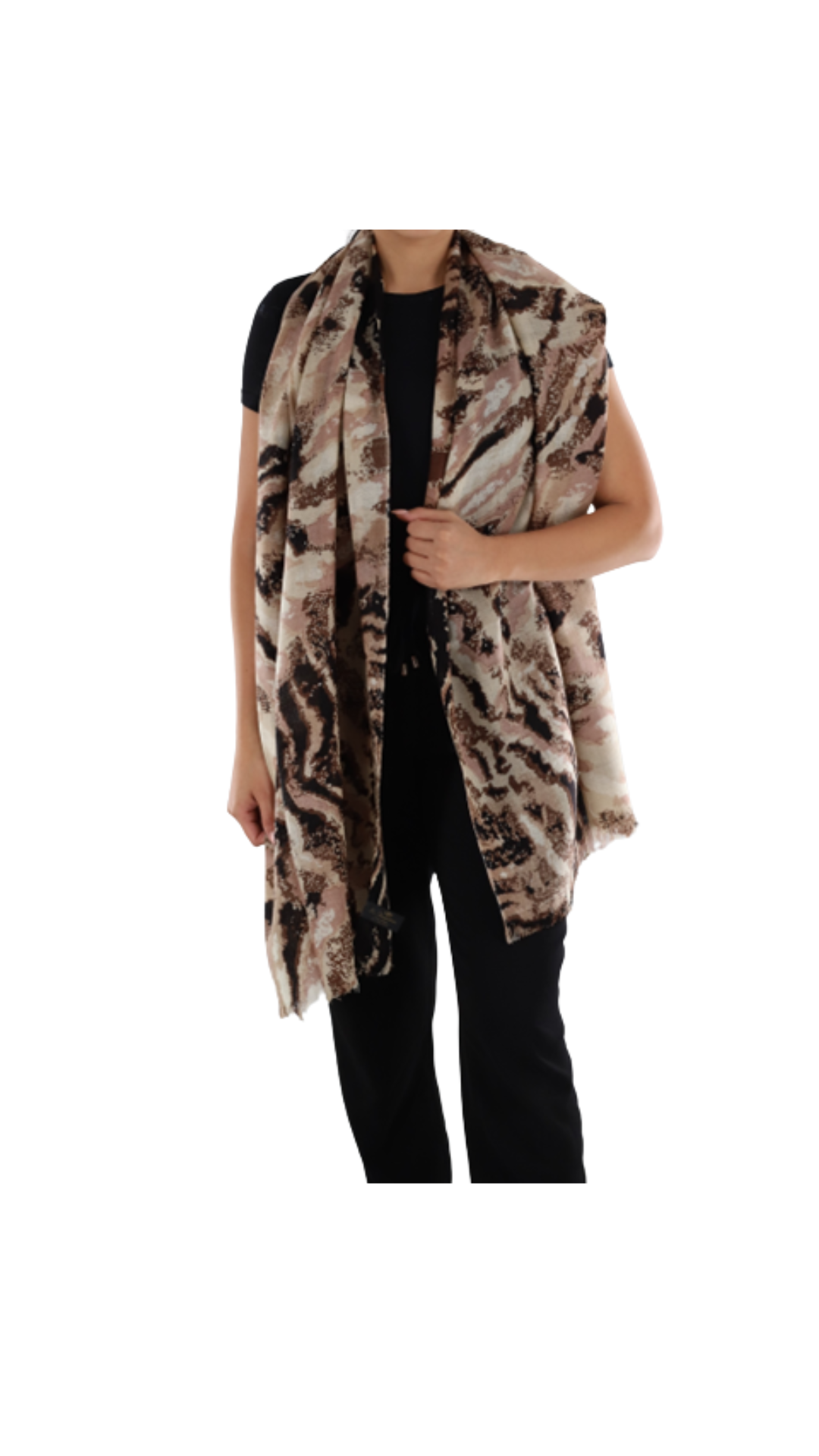 Deer Print Scarf - Brown Combo