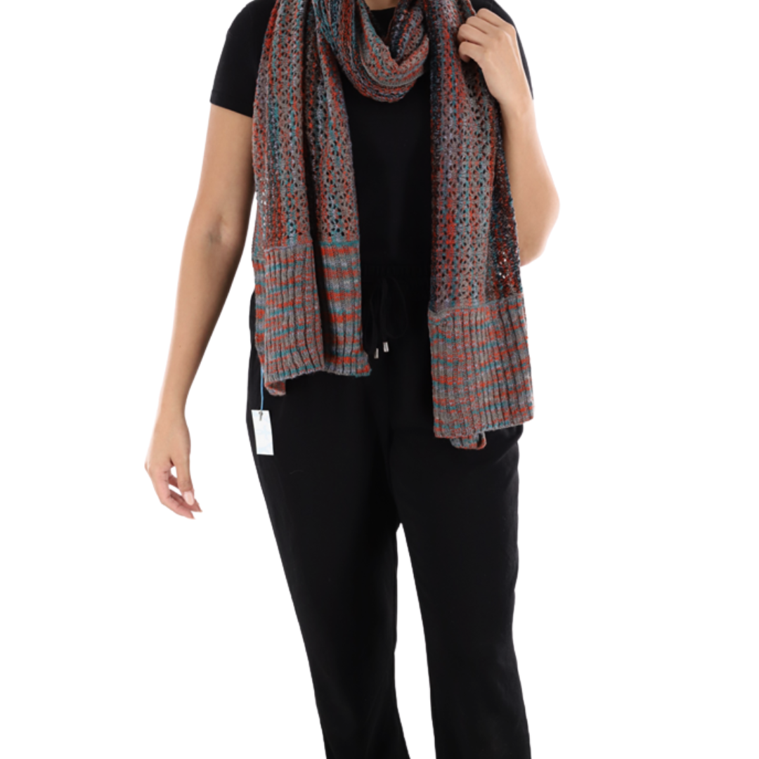 Multicolor marble knit scarf