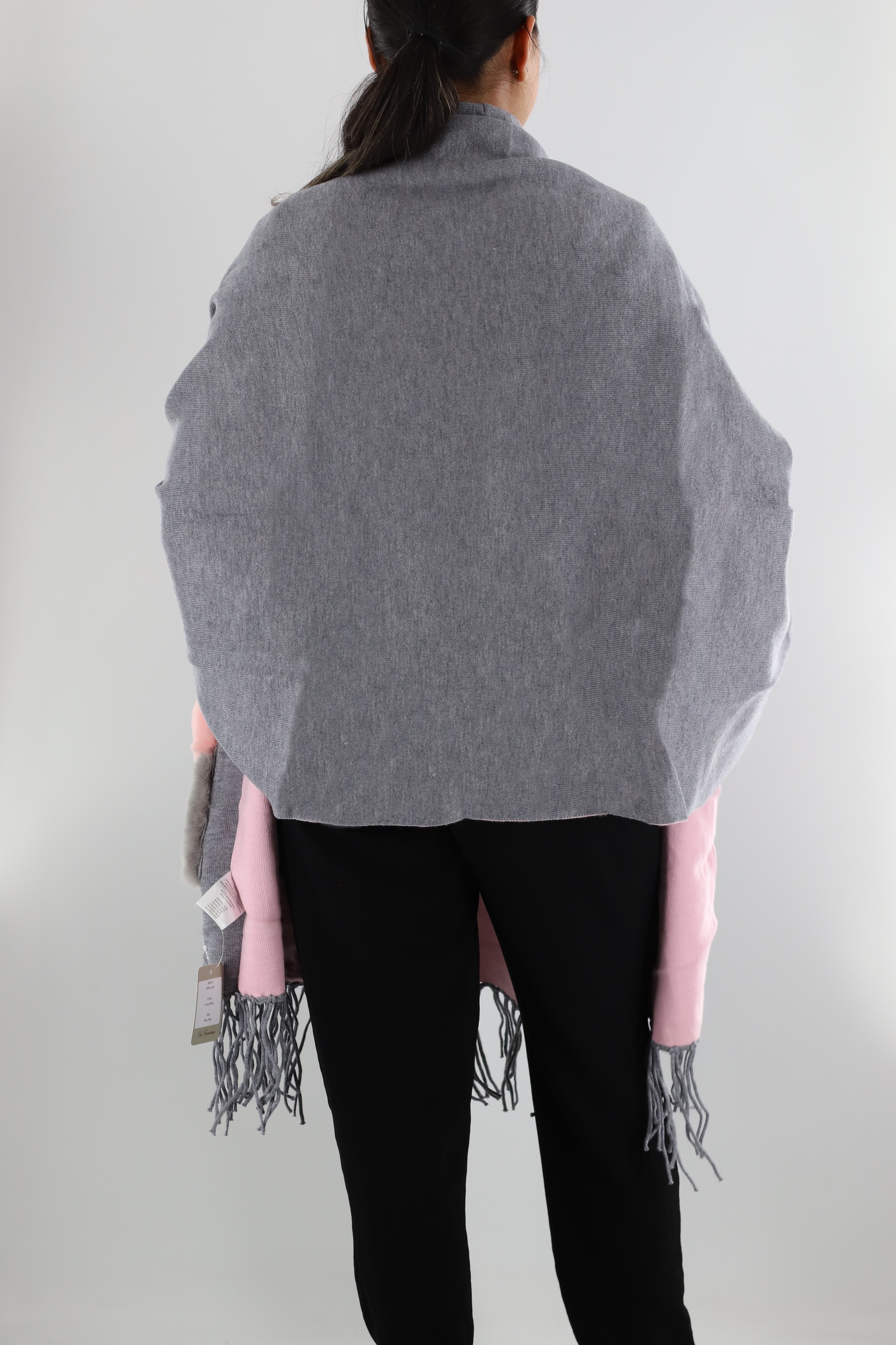 Wrap with Faux Fur Trim Pockets