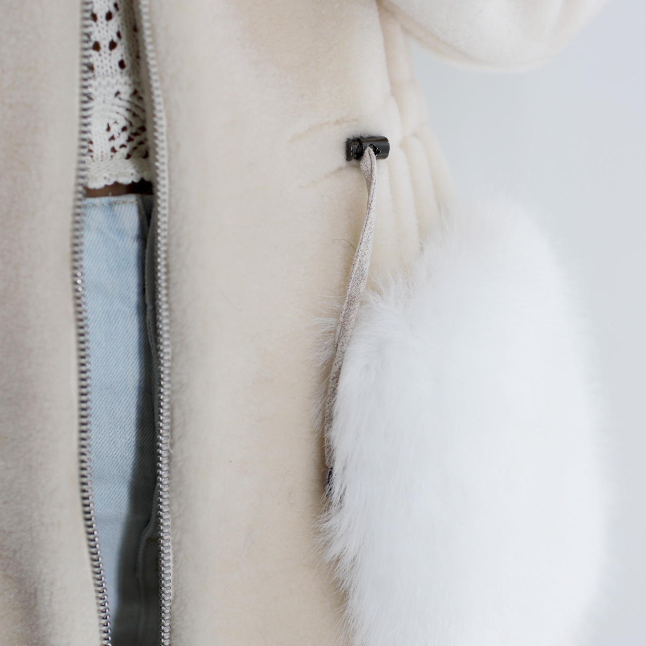 Women's Classic Shearling & Wool Jacket with Sheep Fur - Beige - Outerwear - La Fiorentina