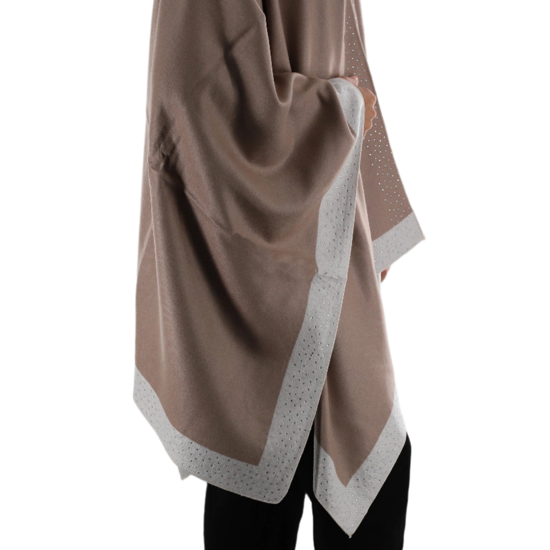 Ruana with scattered embellished border