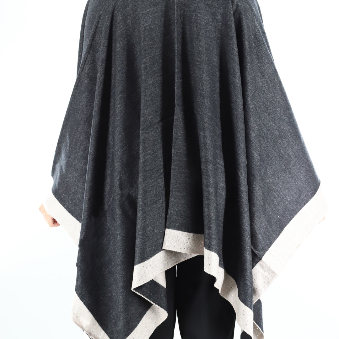 Ruana with scattered embellished border