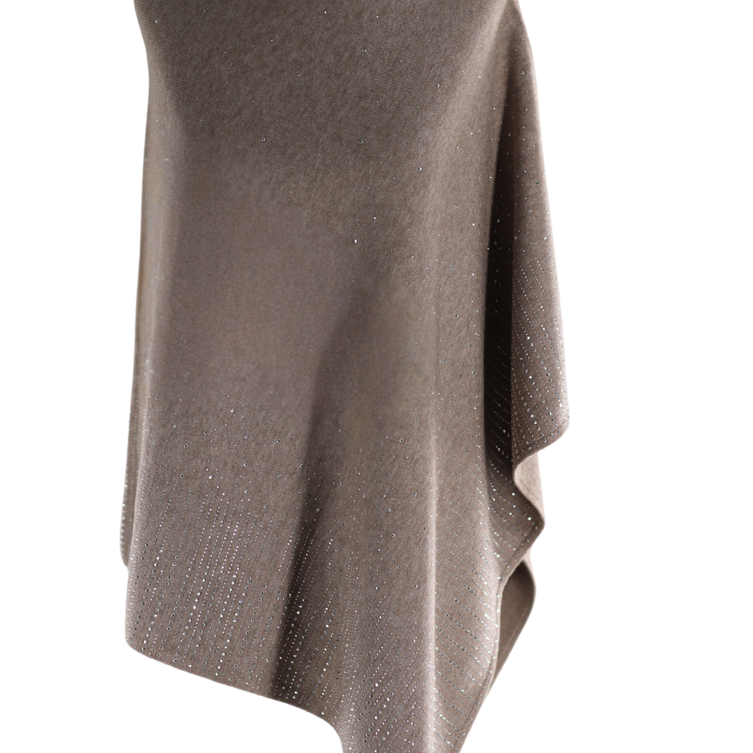 Lightweight Knitted Poncho with Embellishments- YY2501 - PONCHO - La Fiorentina