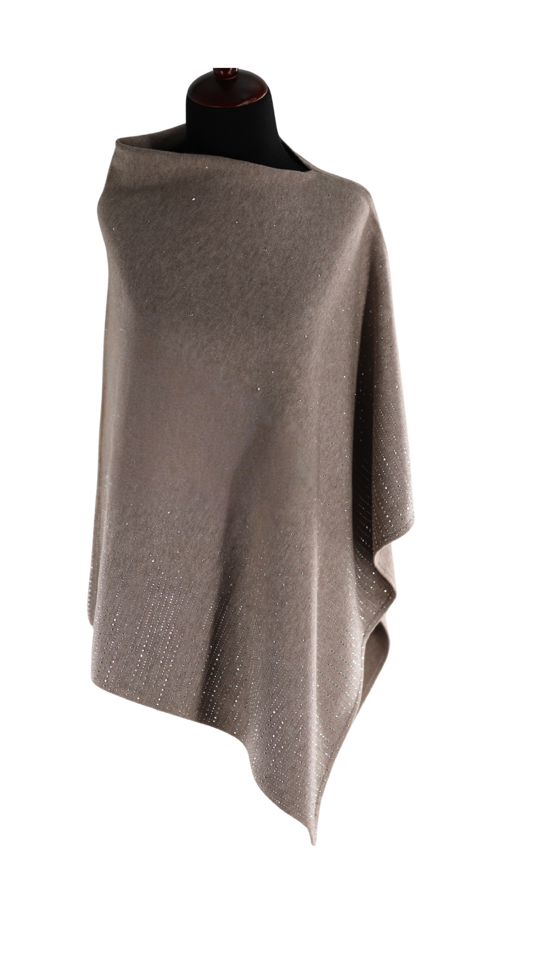 Lightweight Knitted Poncho with Embellishments- YY2501 - PONCHO - La Fiorentina