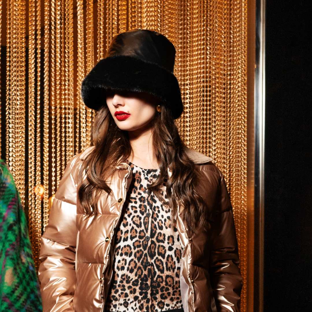 Metallic Bucket Hat with Faux Fur- DJIT-M-H2501 - Hats - La Fiorentina