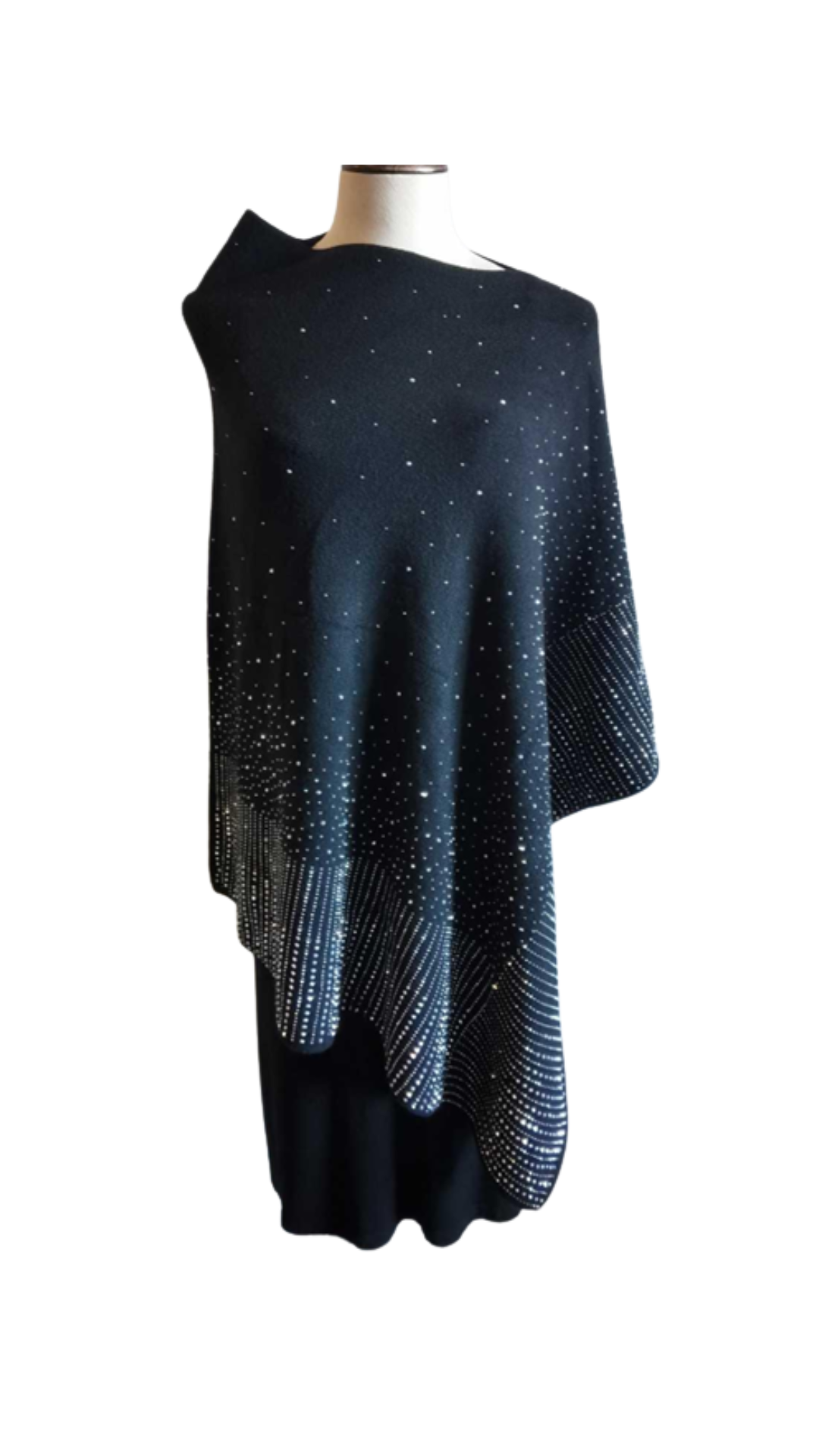 Lightweight Knitted Poncho with Embellishments- YY2501 - PONCHO - La Fiorentina