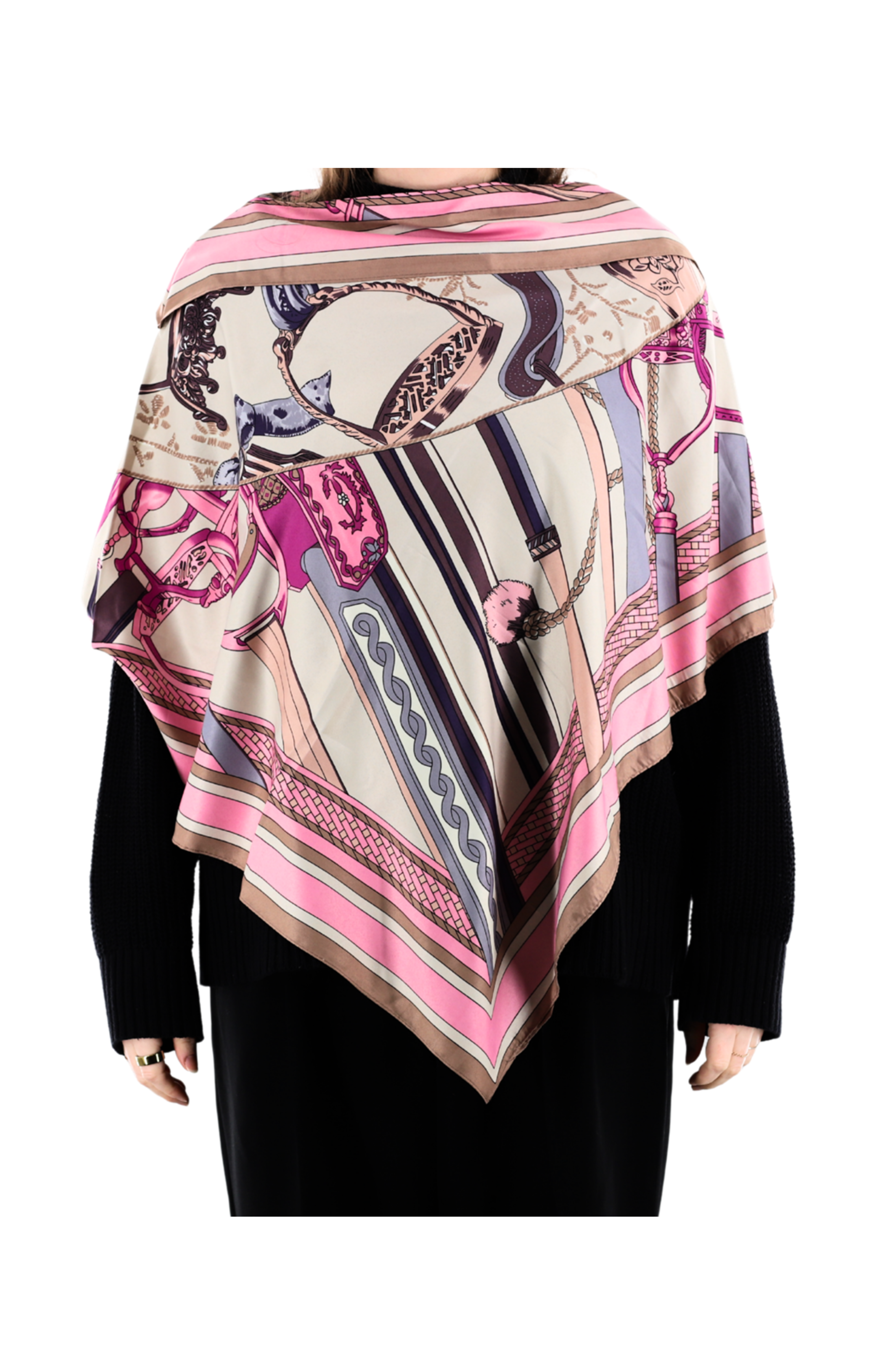 Equestrian Print Poncho - Poncho - La Fiorentina
