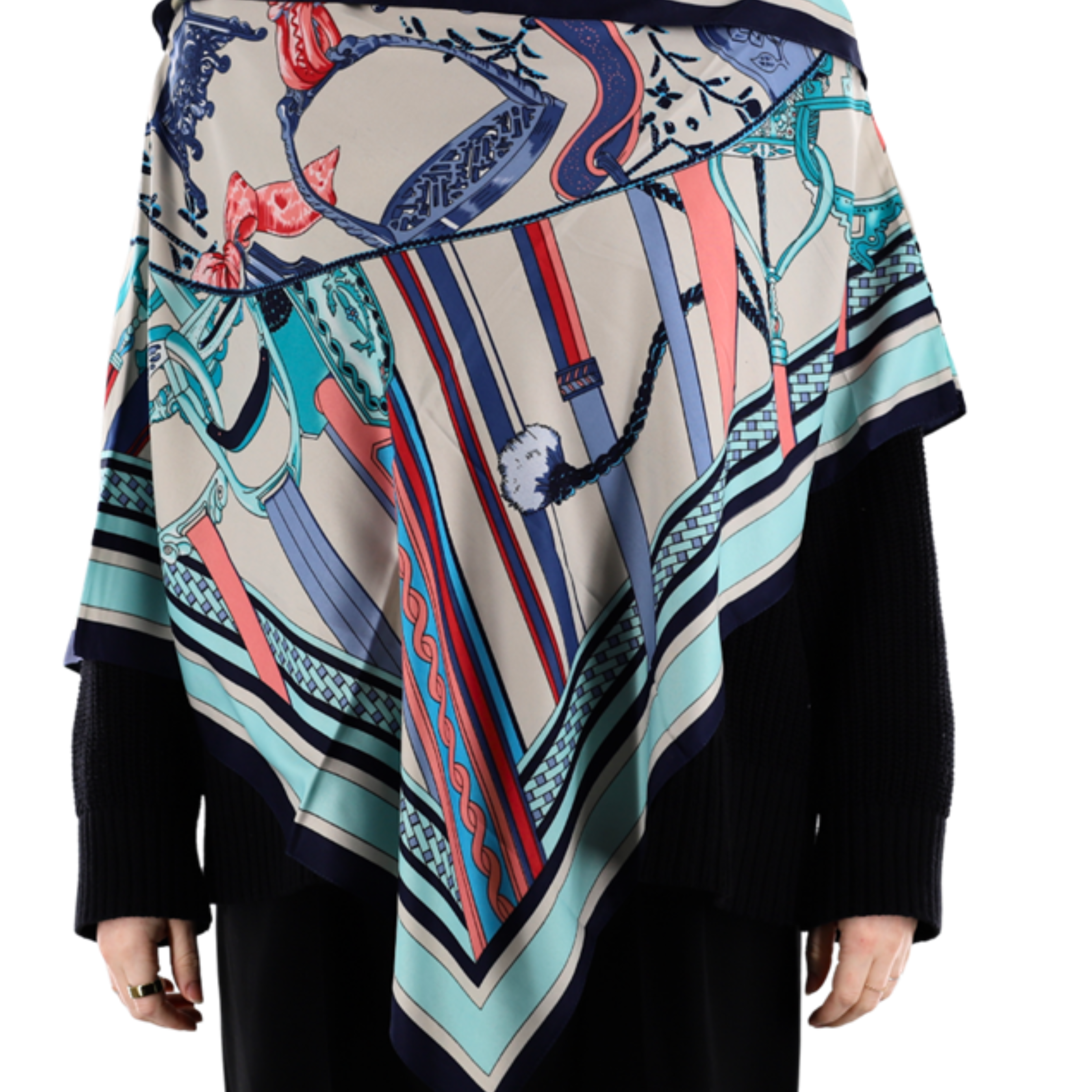 Equestrian Print Poncho - Poncho - La Fiorentina