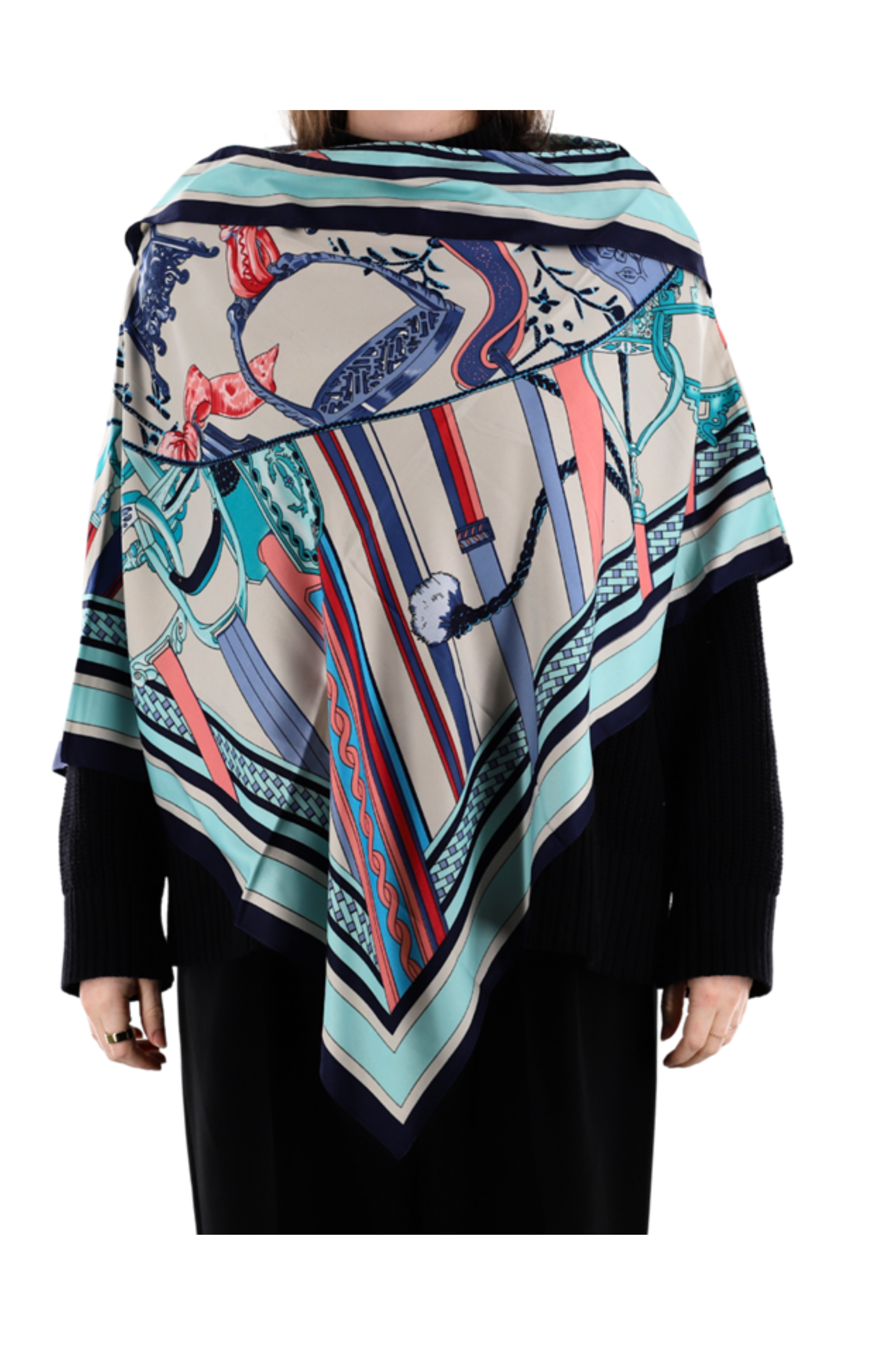 Equestrian Print Poncho - Poncho - La Fiorentina