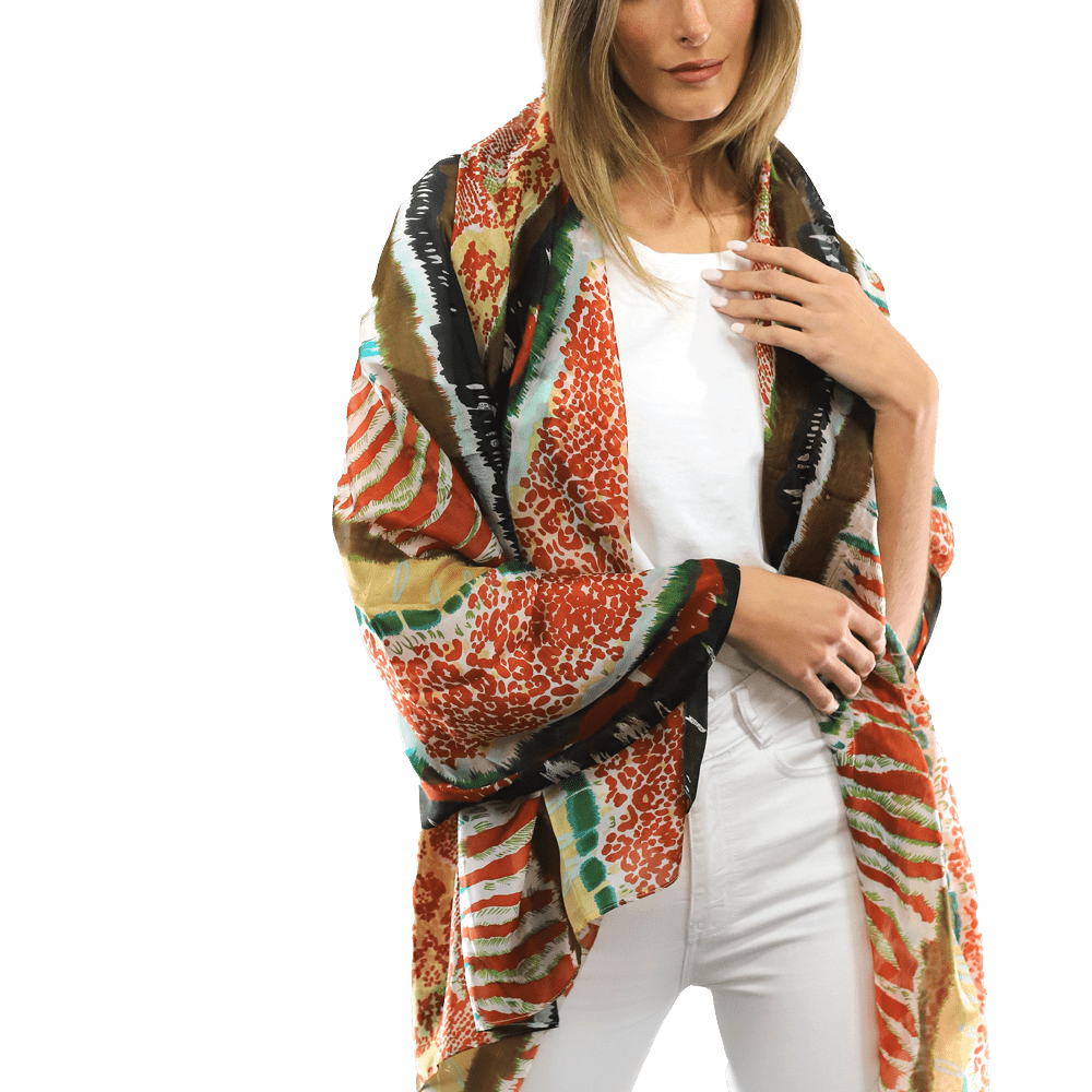 Abstract Animal Print Scarf - Orange - La Fiorentina EF-2374_Orange