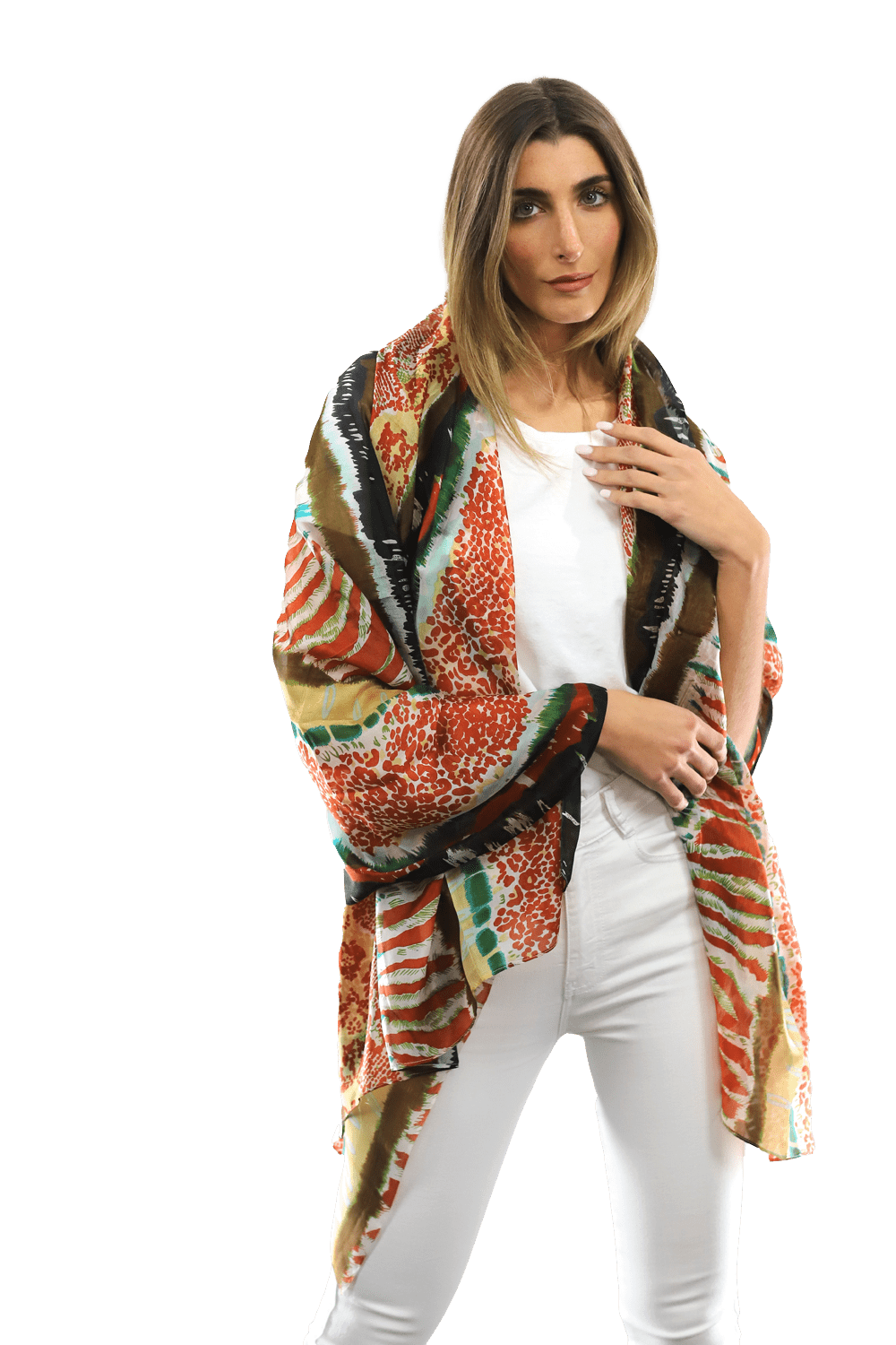 Abstract Animal Print Scarf - Orange - La Fiorentina EF-2374_Orange