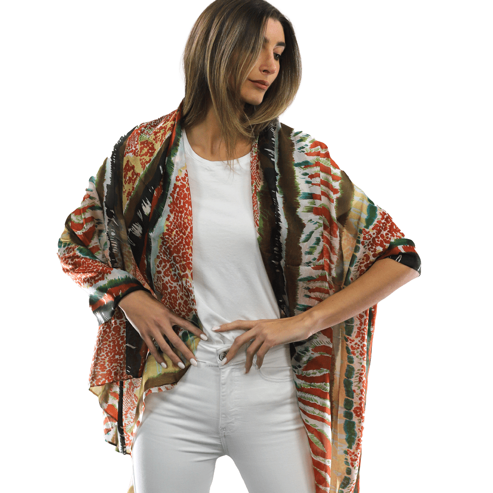 Abstract Animal Print Scarf - Orange - La Fiorentina EF-2374_Orange